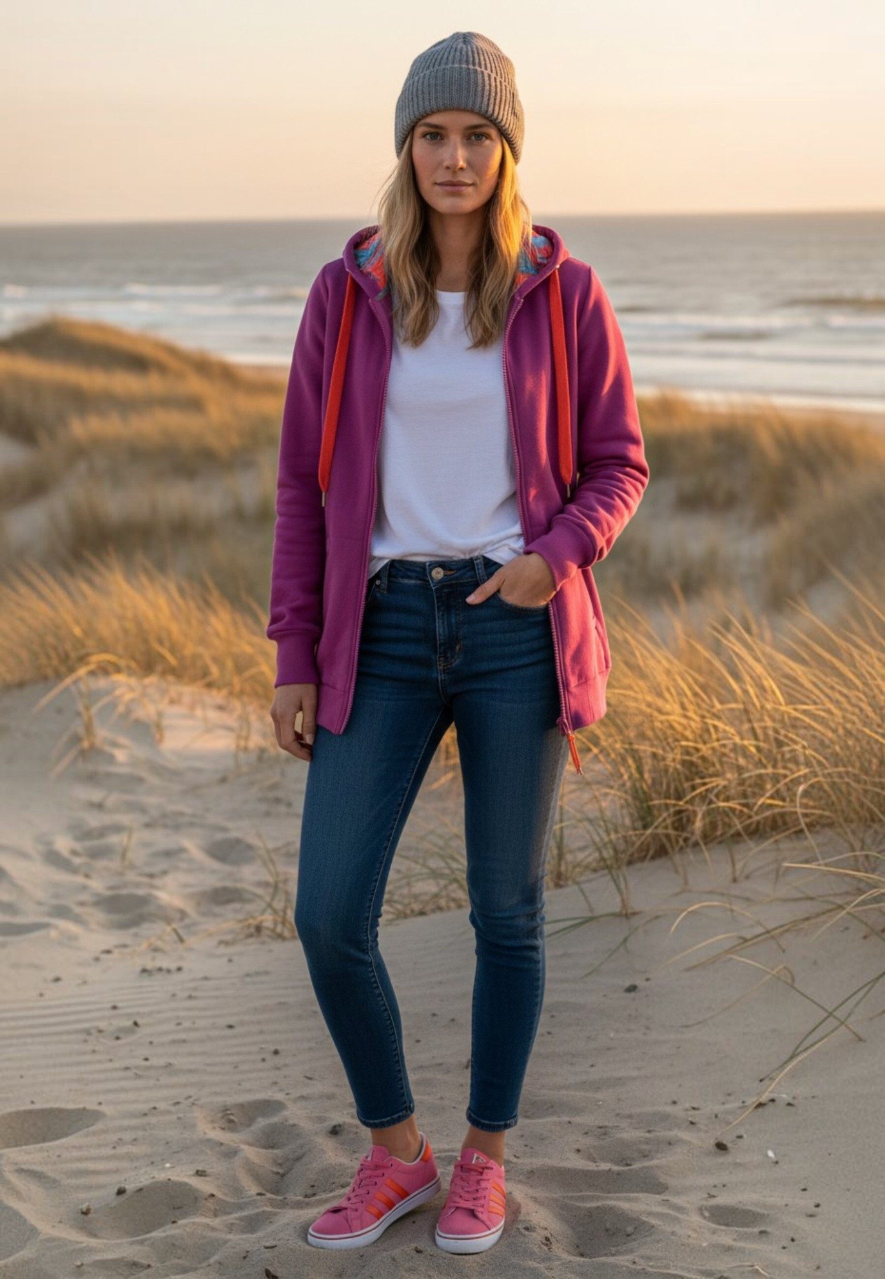salzhaut Sweatjacke REFFEN Damen Leicht tailliert komfortabler Fit, nordisch klar – entspannter Look mit Haltung