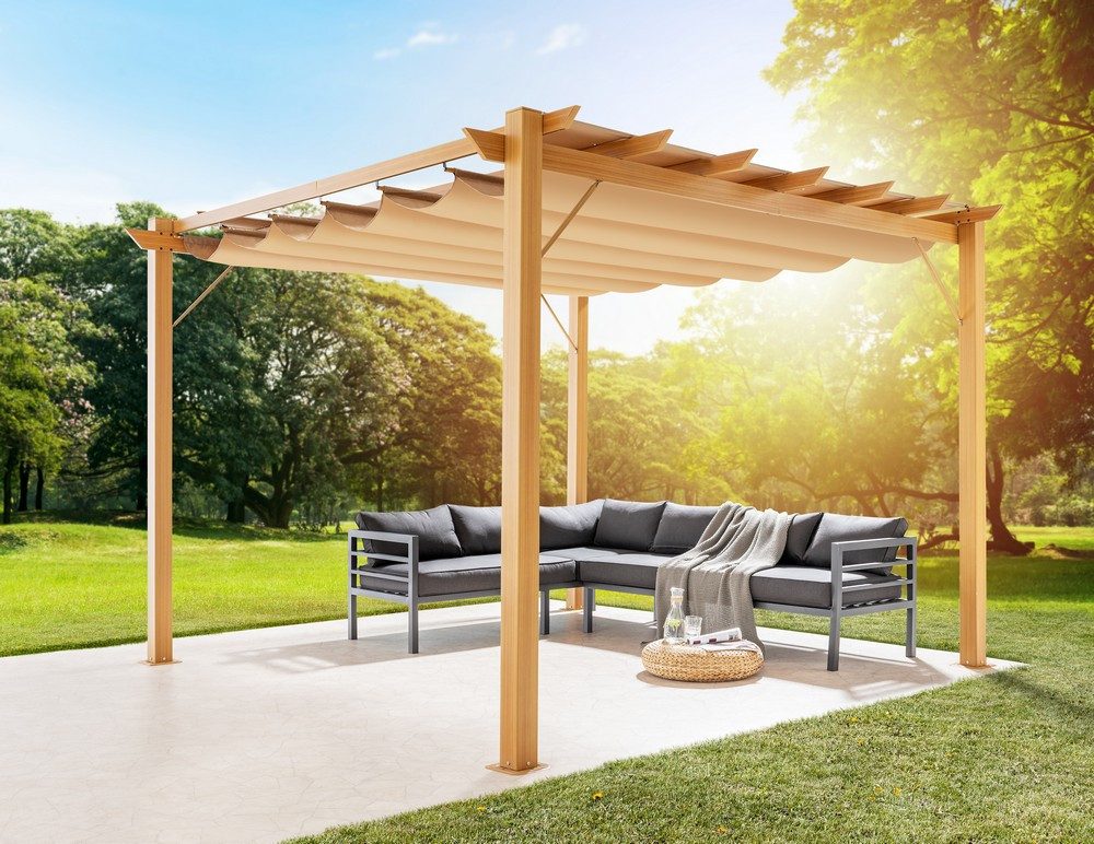 CHILLROI Pavillon Aluminium-Pavillon mit verstellbarem Sonnensegel, günstig online kaufen