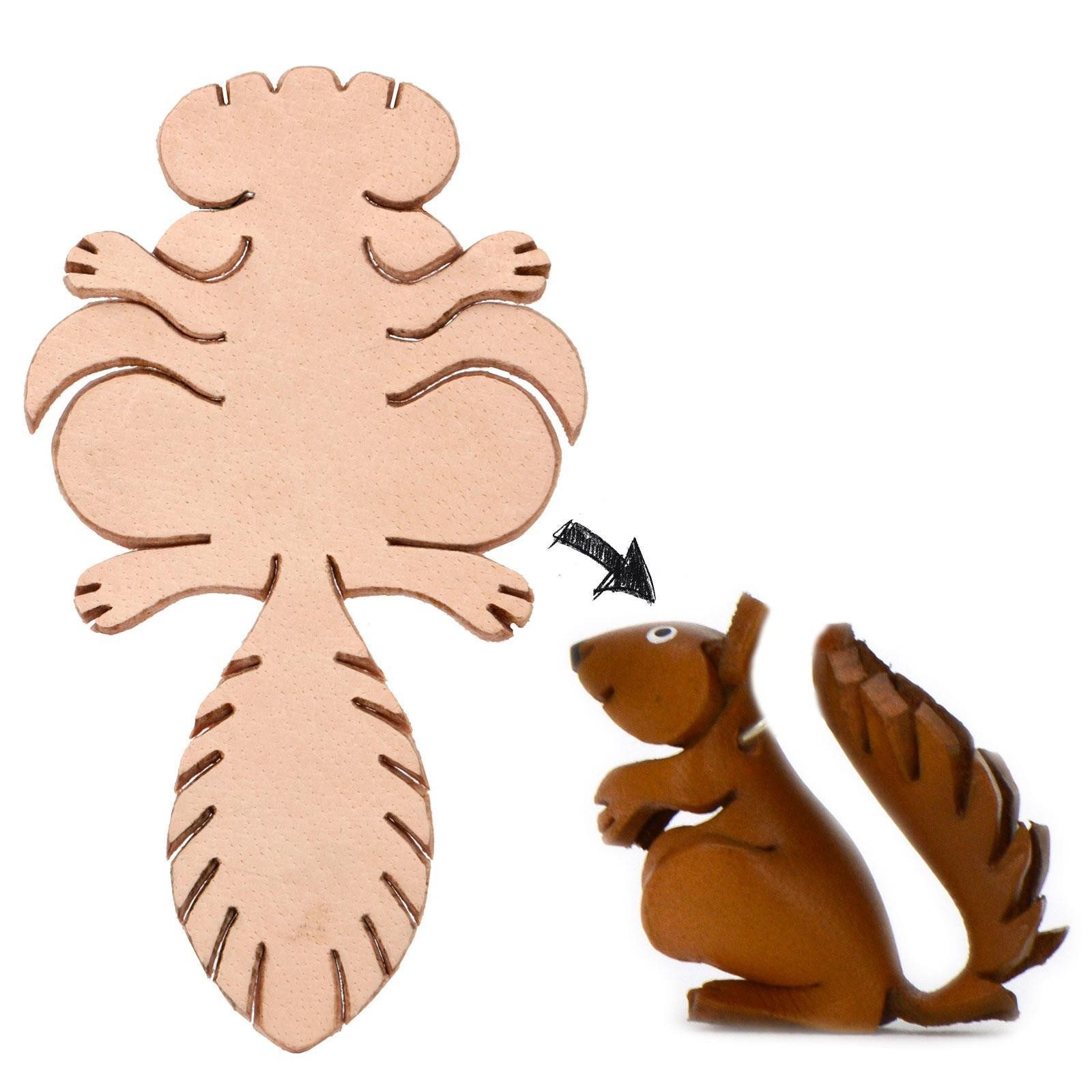 Schlüsselanhänger Set Eichhörnchen Figur aus Leder zum Selbermachen
