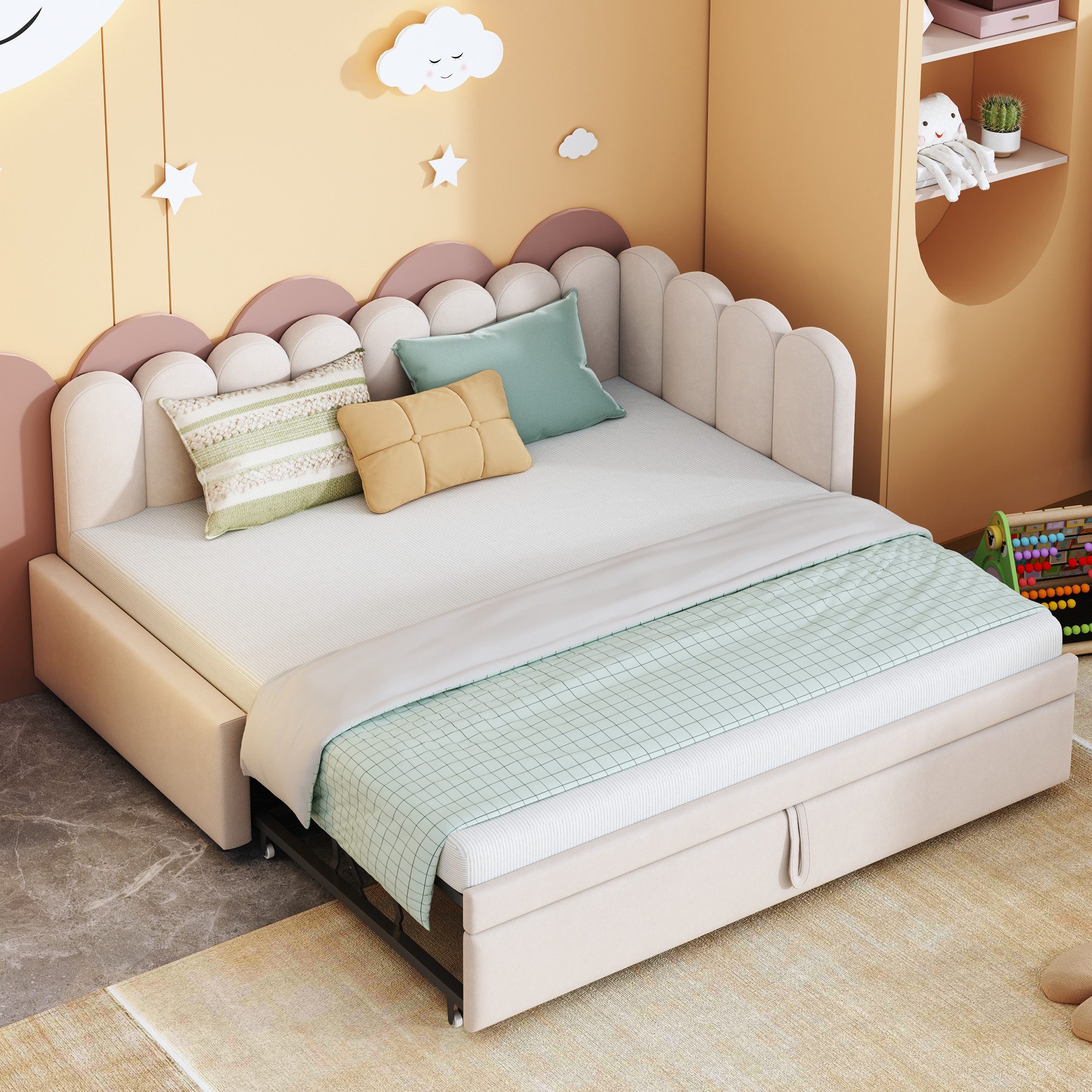 OKWISH Schlafsofa Multifunktionales L-förmiges Polsterbett Kinderbett, günstig online kaufen