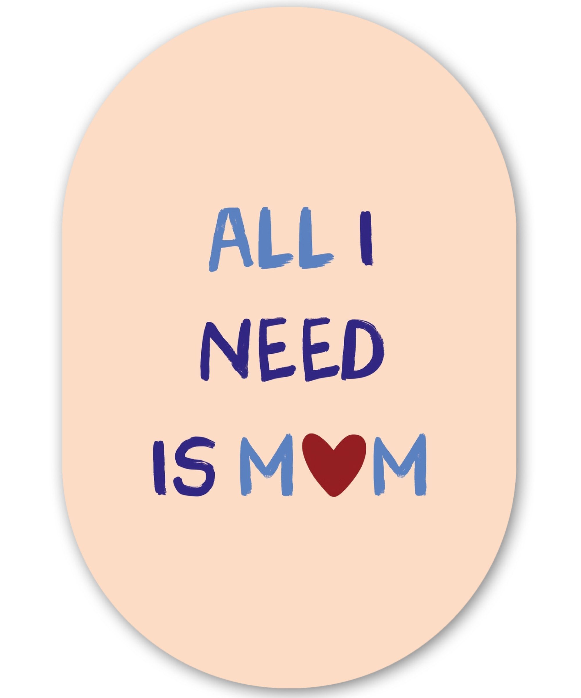 MuchoWow Gemälde Mutter - Text - Herz - Rot, Fotodruck (1 St), Wandbild Oval, Wohnzimmer oder Schlafzimmer Wanddekoration, 40x60 cm