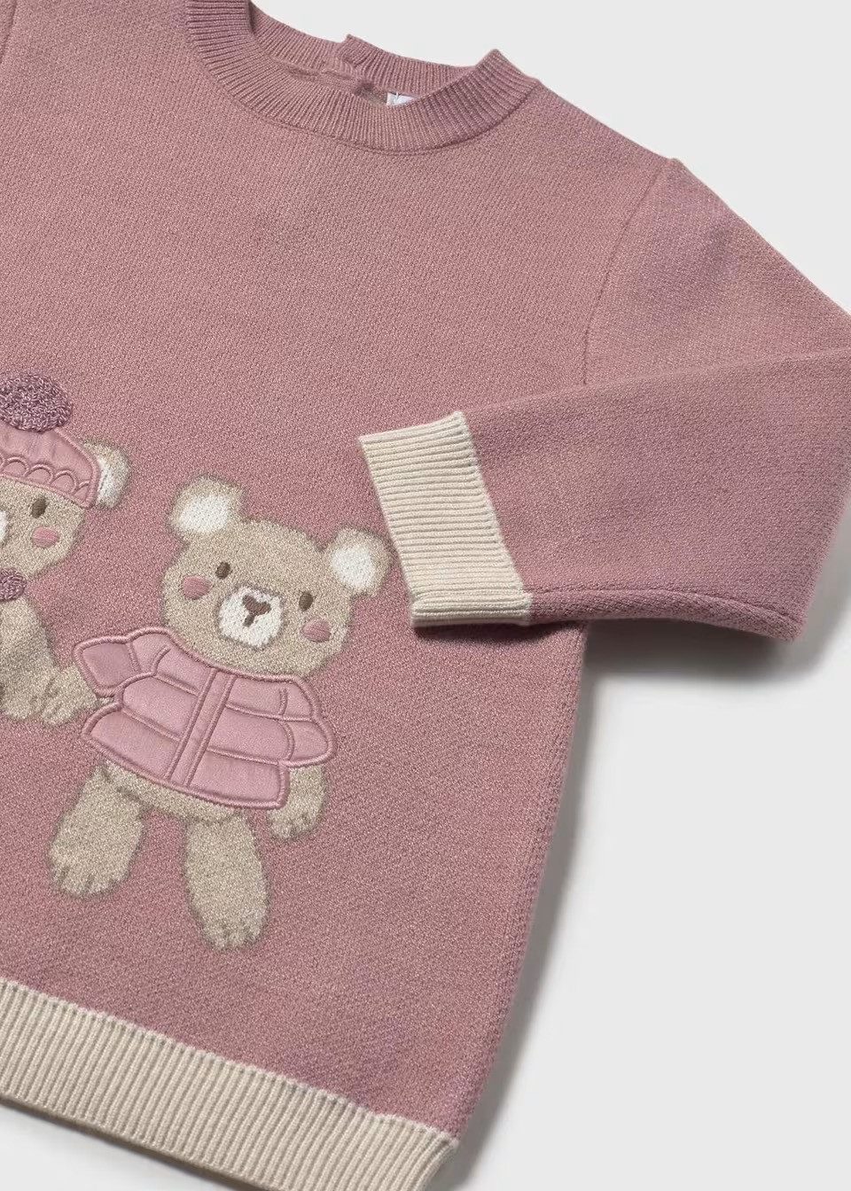 Mayoral Strickkleid Baby Strickkleid Langarm mit Rundkragen & Stickereien (291131)