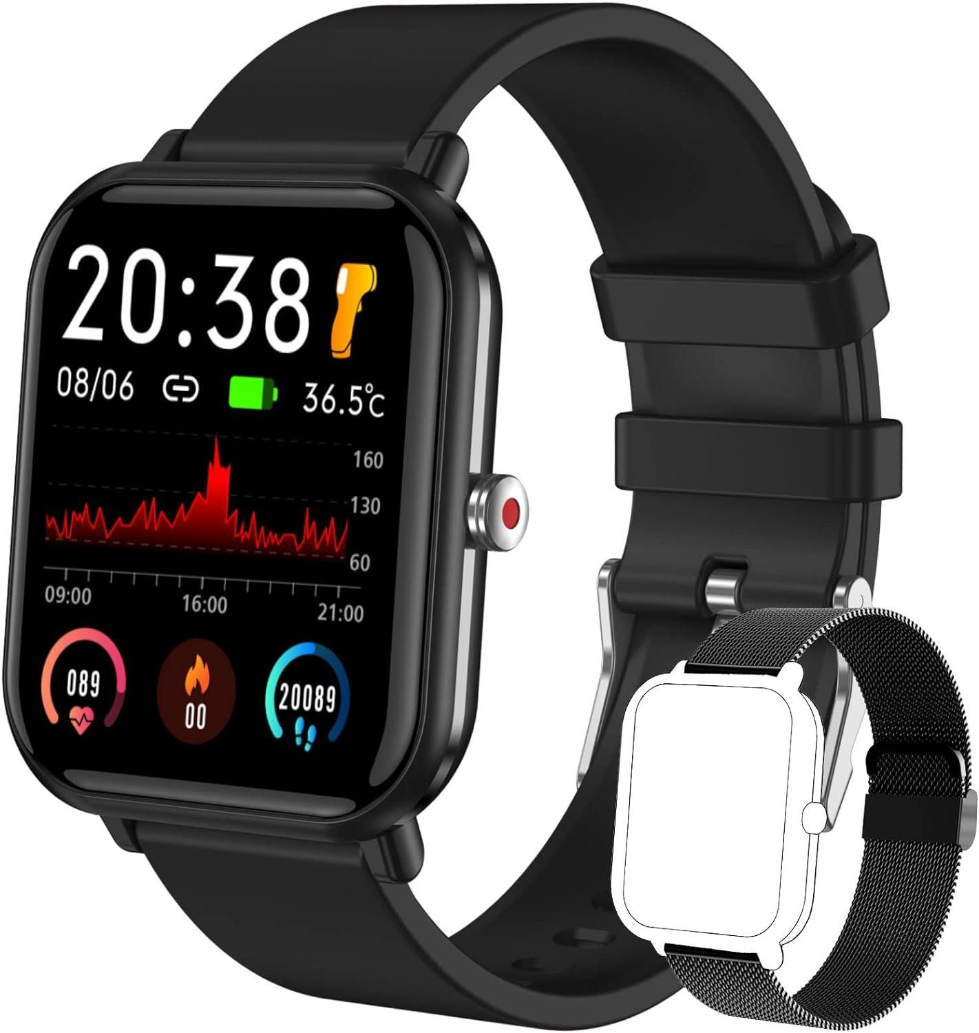 paazomu Smartwatch (1,7 Zoll, Android iOS), Herren Fitness Tracker  Wasserdicht Schrittzähler Aktivitäts Tracker