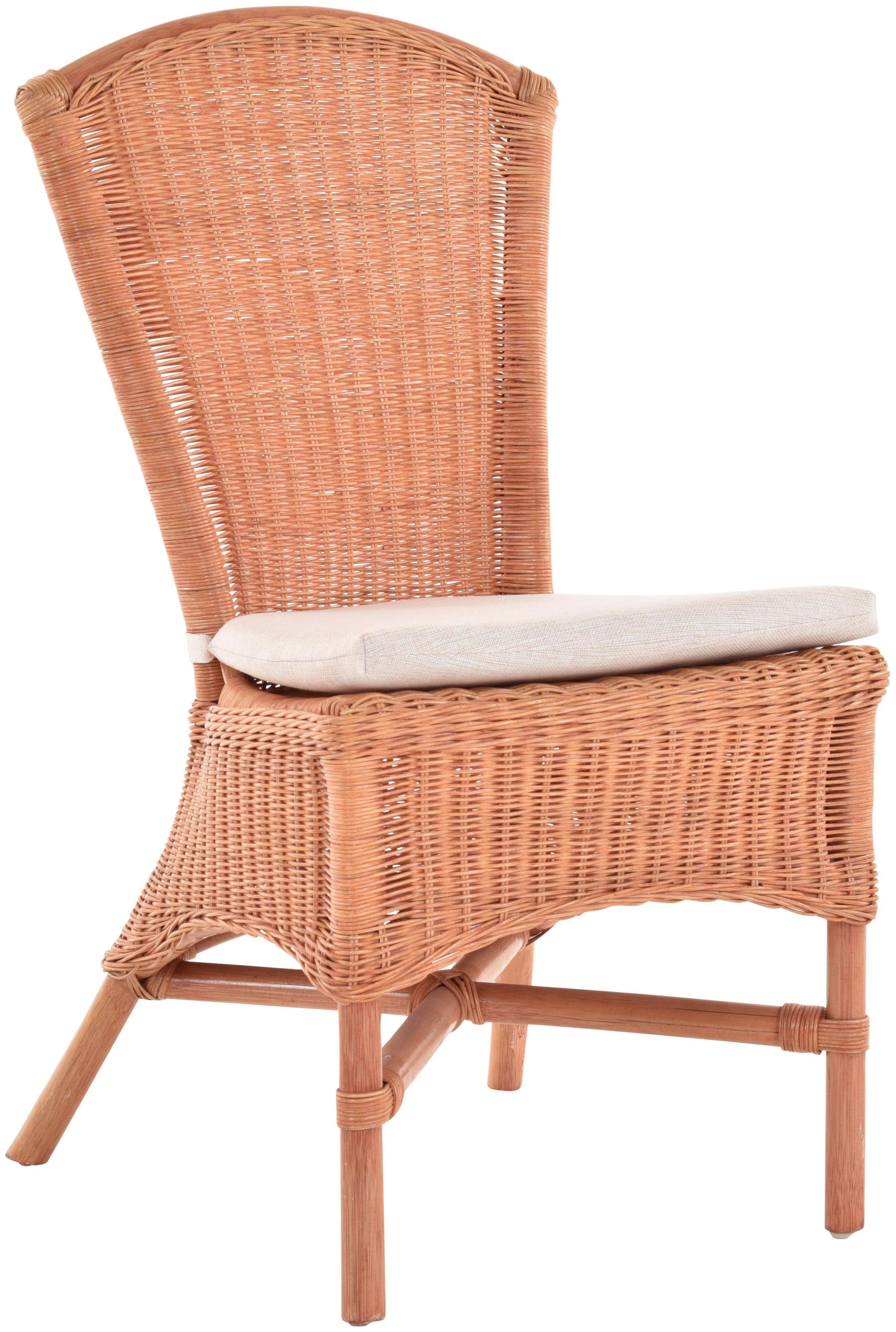 Krines Home Esszimmerstuhl Rattan Esszimmer-Sessel Rattanstuhl Esszimmerstuhl Küchenstuhl, Hohe Rückenlehne Terracotta