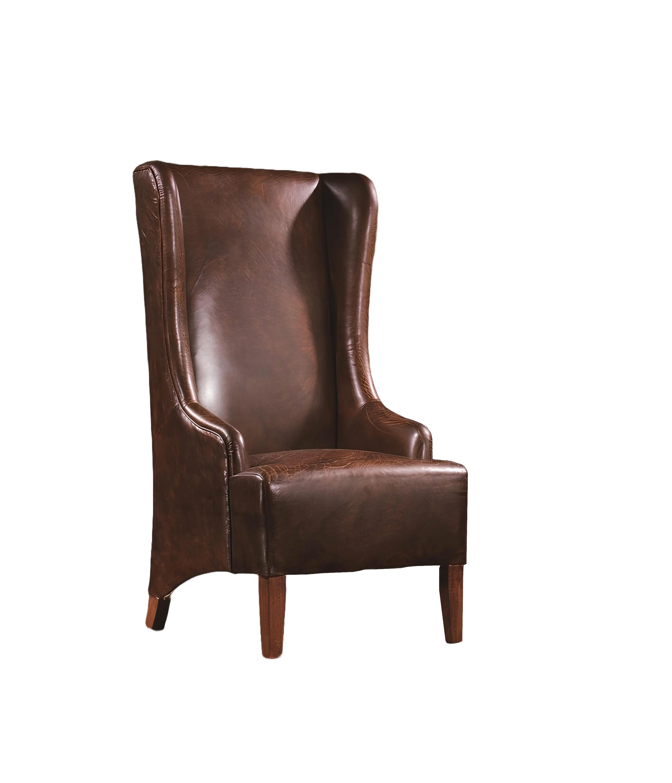 Xlmoebel Ohrensessel Echtes Leder Entspannungssessel Vintage Zigarren Ledersessel (Ohrensessel), Hergestellt in Europa