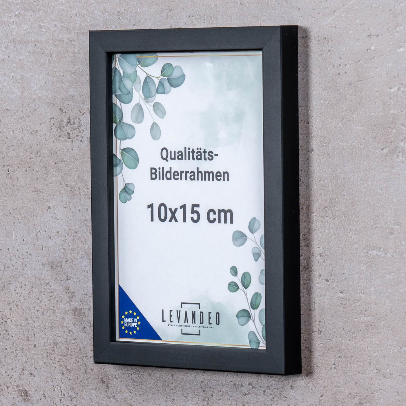 Levandeo® Bilderrahmen, Bilderrahmen Echtholz Made in EU 10x15 Schwarz Glas günstig online kaufen