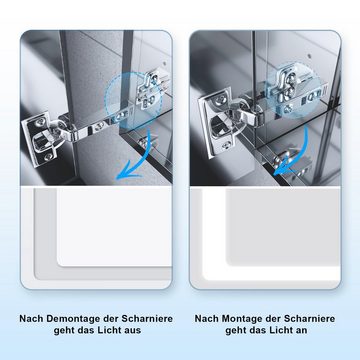 SONNI Spiegelschrank Spiegelschrank Bad mit Beleuchtung LED Badspiegel Touch 105x65cm Edelstah, Steckdose
