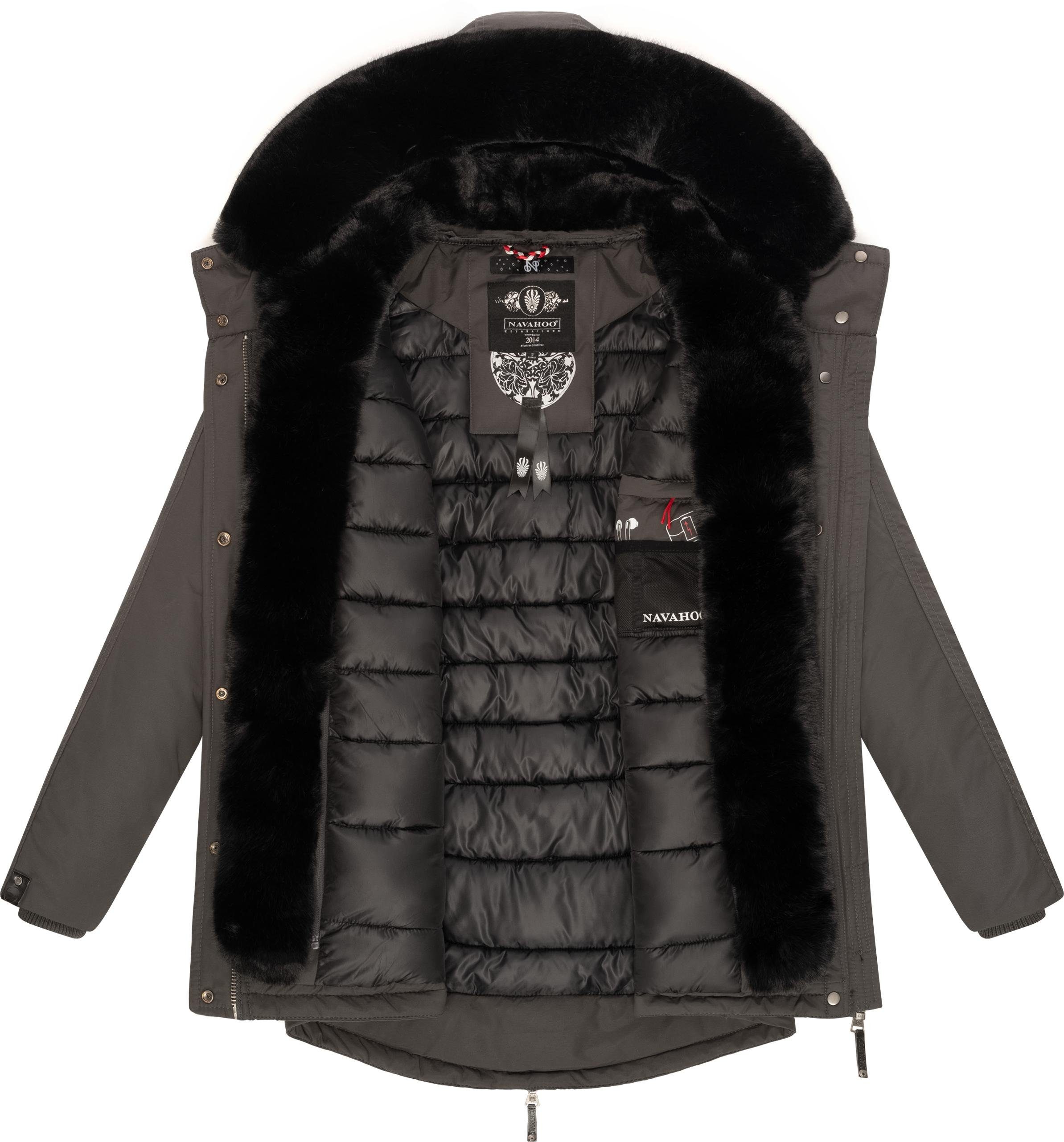 Navahoo Wintermantel Sweety Deluxe modischer Winterparka mit großer doppelter Kapuze