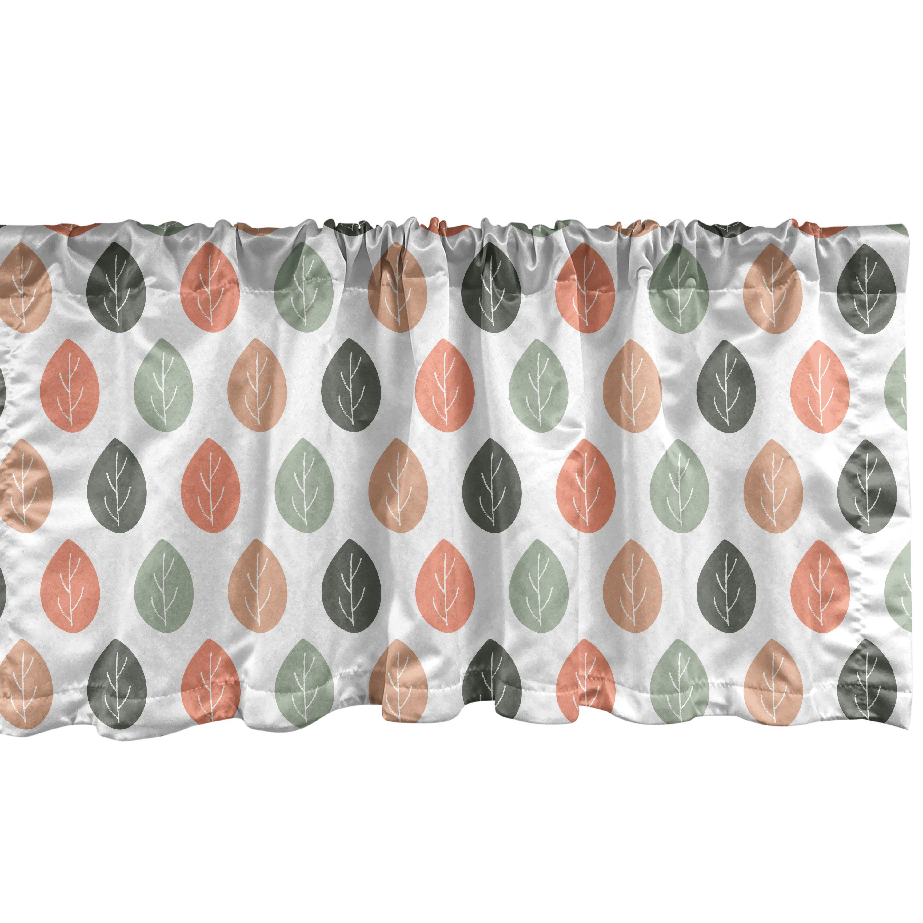 Scheibengardine Vorhang Volant für Küche Schlafzimmer Dekor mit Stangentasche, Abakuhaus, Microfaser, Lachs Rhythmische Herbstliche Blätter