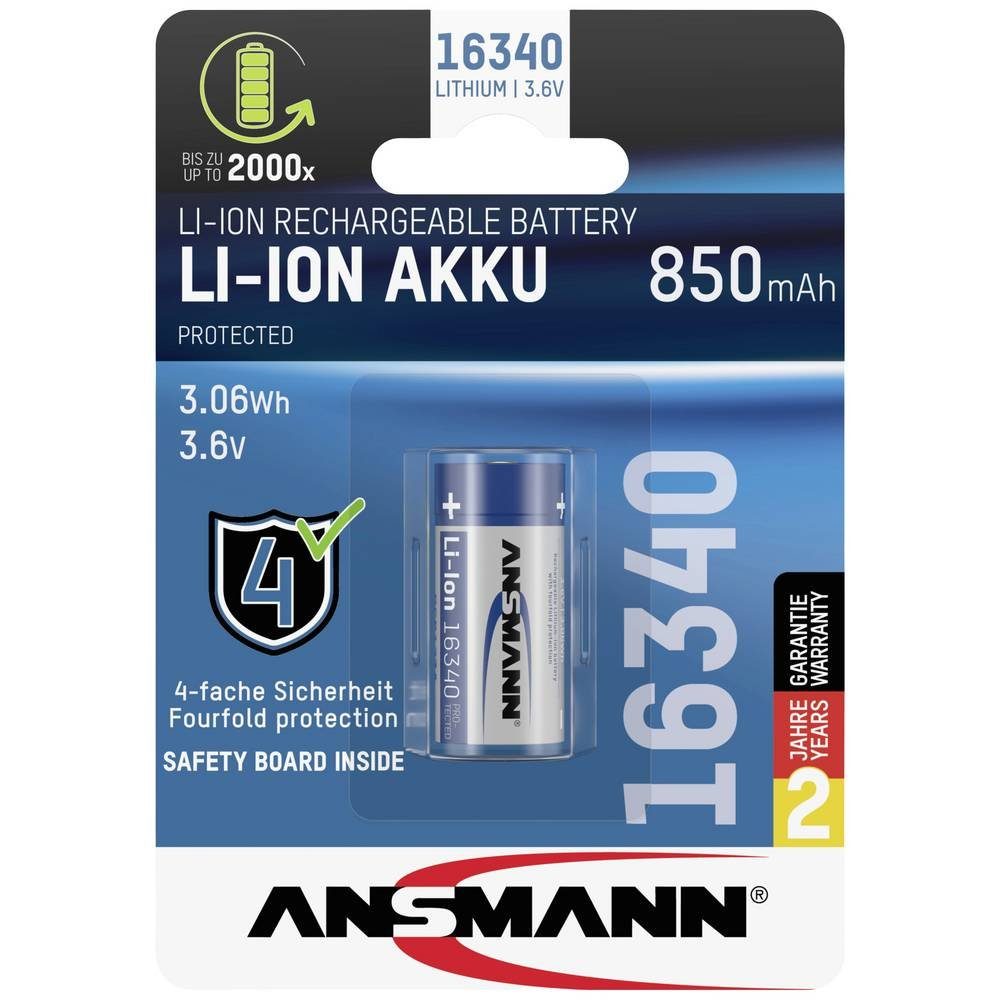 ANSMANN® Li-Ion 16340 Akku 850 mAh Akku