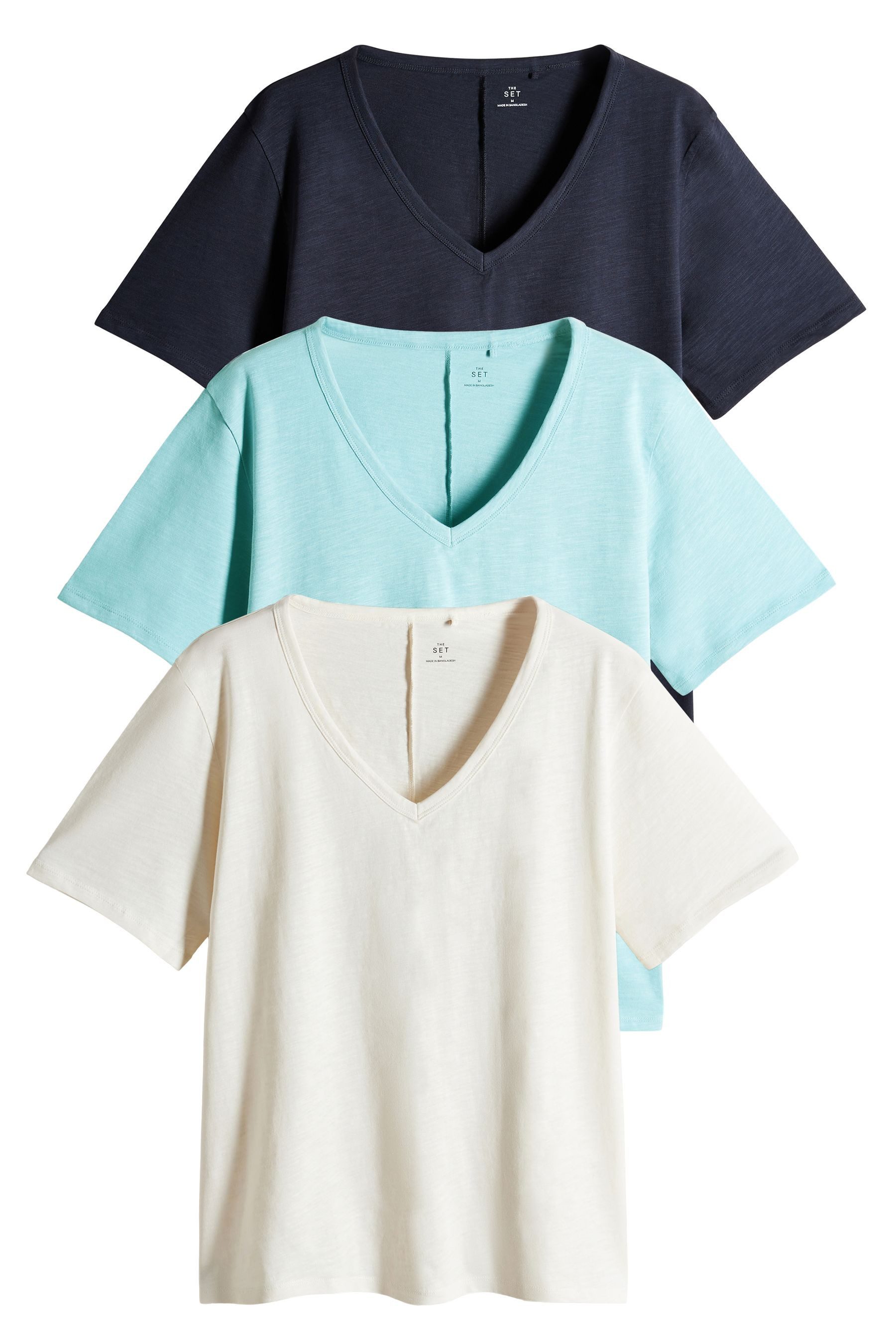 The Set V-Shirt The Set T-Shirts mit V-Ausschnitt, 3er-Pack (3-tlg) günstig online kaufen