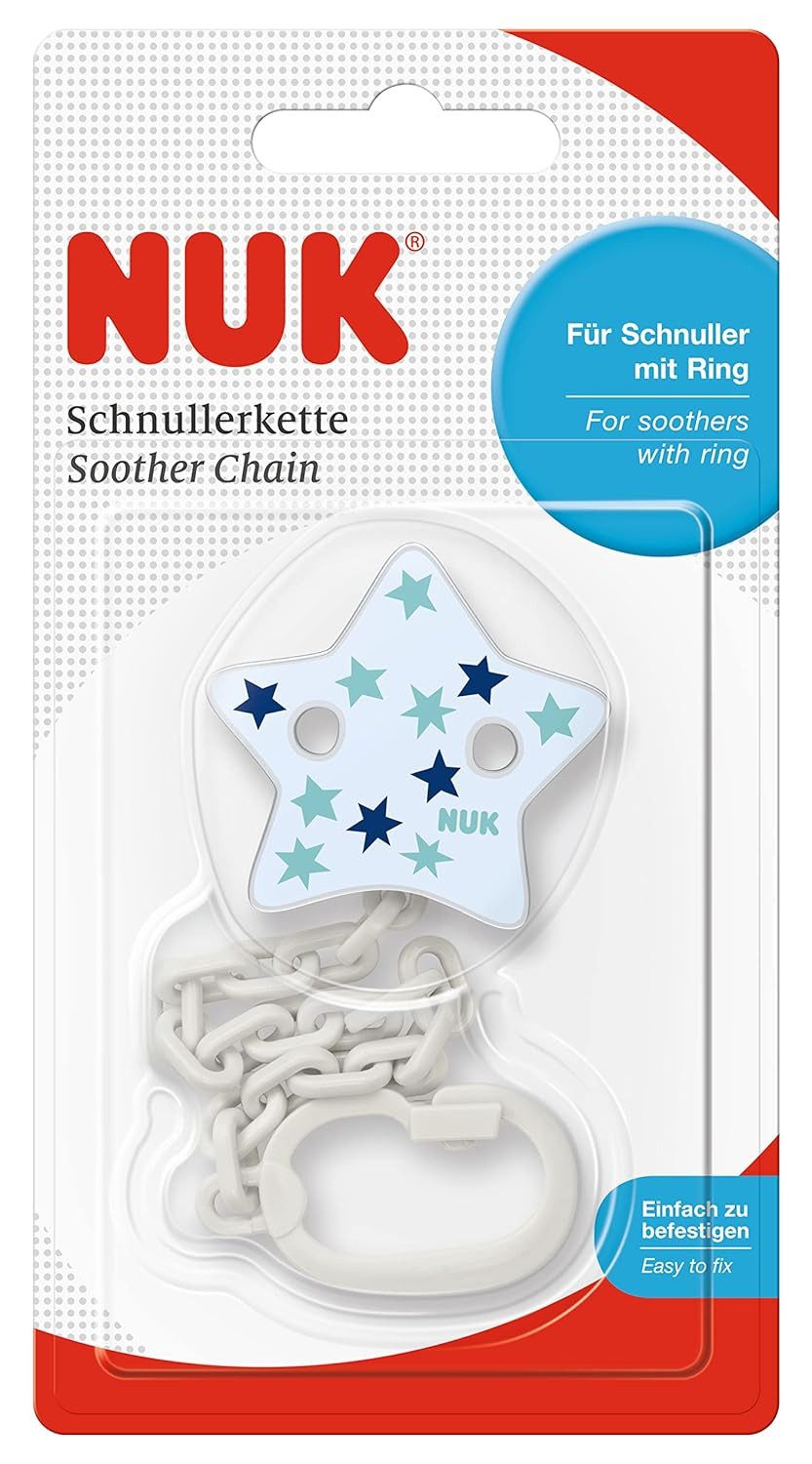 NUK Schnullerbefestigung NUK Schnullerkette – Stern Motiv, Praktisch & Sicher, (1-tlg)