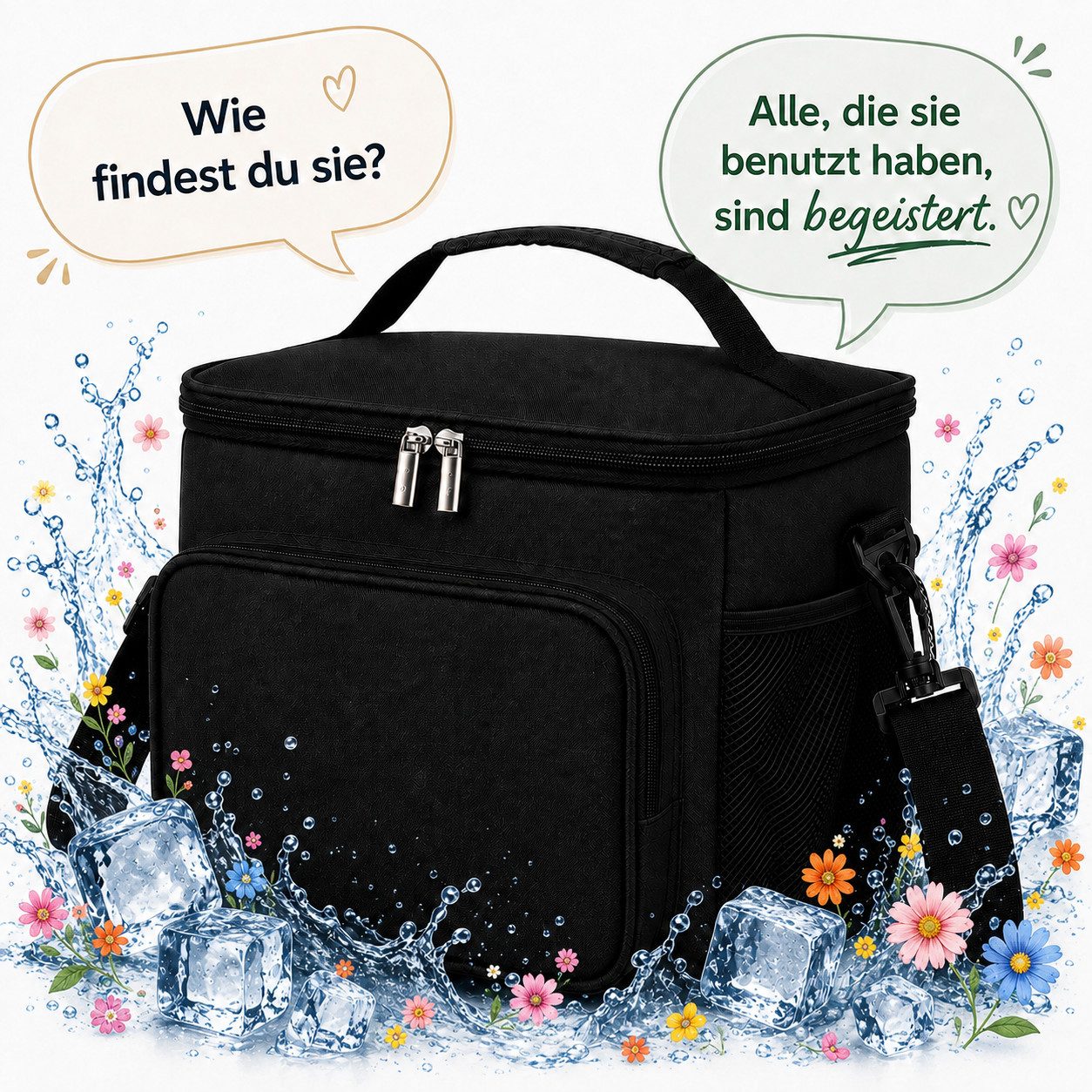 Fyrove Kühltasche Isolierte Kühltasche,Tragbare Wiederverwendbare Lunchtasche, 15 l, mit verstellbarem Schulterriemen für Erwachsene für Arbeit/Picknick