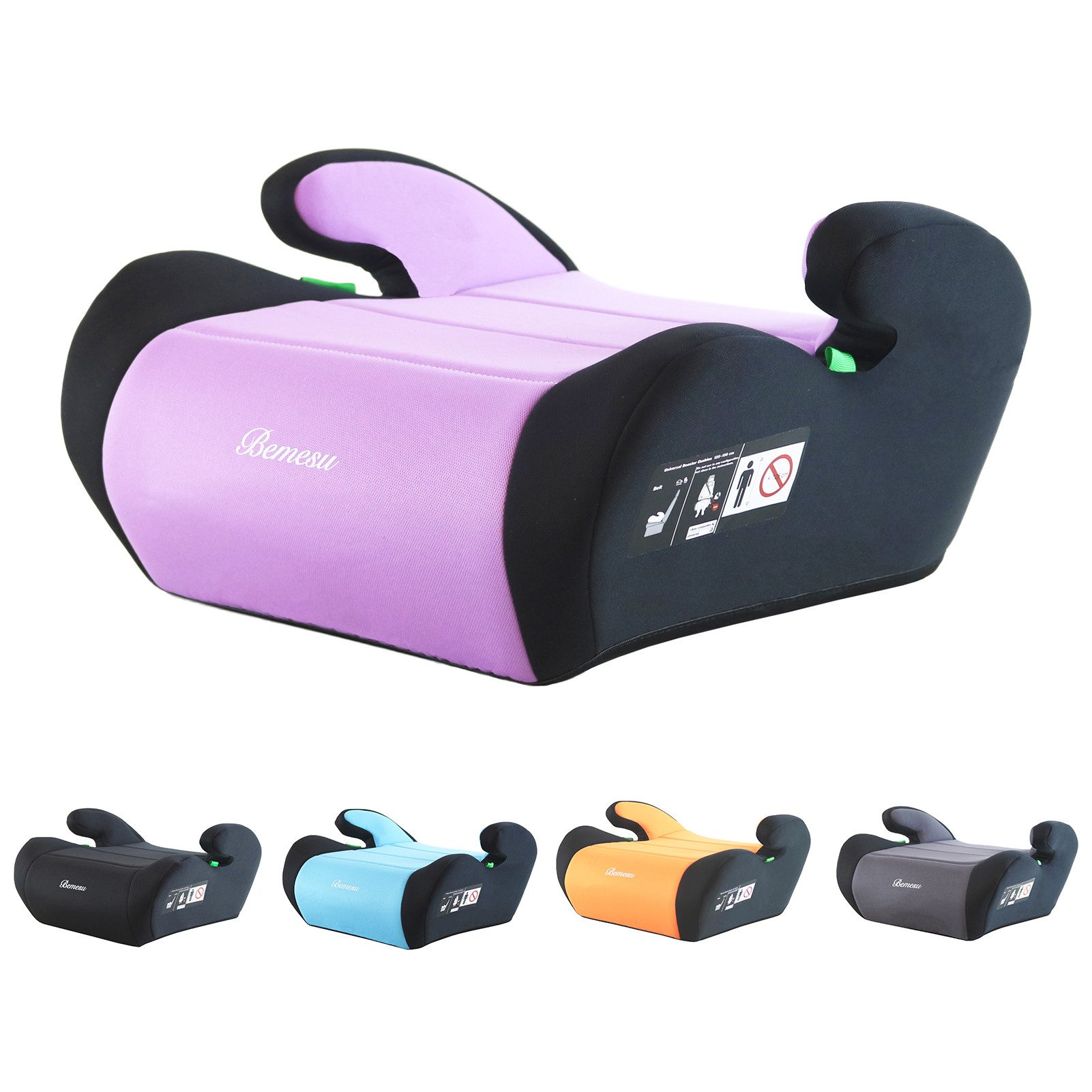 Bemesu Kindersitzerhöhung Kindersitzerhöhung ECE R129/03 Sitzerhöhung für Kinder von 125–150cm, ab: ab 6 Jahre oder 125cm Körpergröße, bis: bis 12 Jahre oder 150cm Körpergröße, I-Size, waschbarer Bezug, Weich bequem