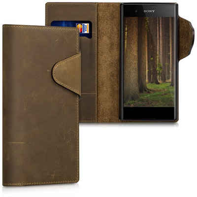 kalibri Handyhülle Hülle für Sony Xperia XA1 Plus, Leder Handyhülle Handy Case Cover - Schutzhülle Lederhülle