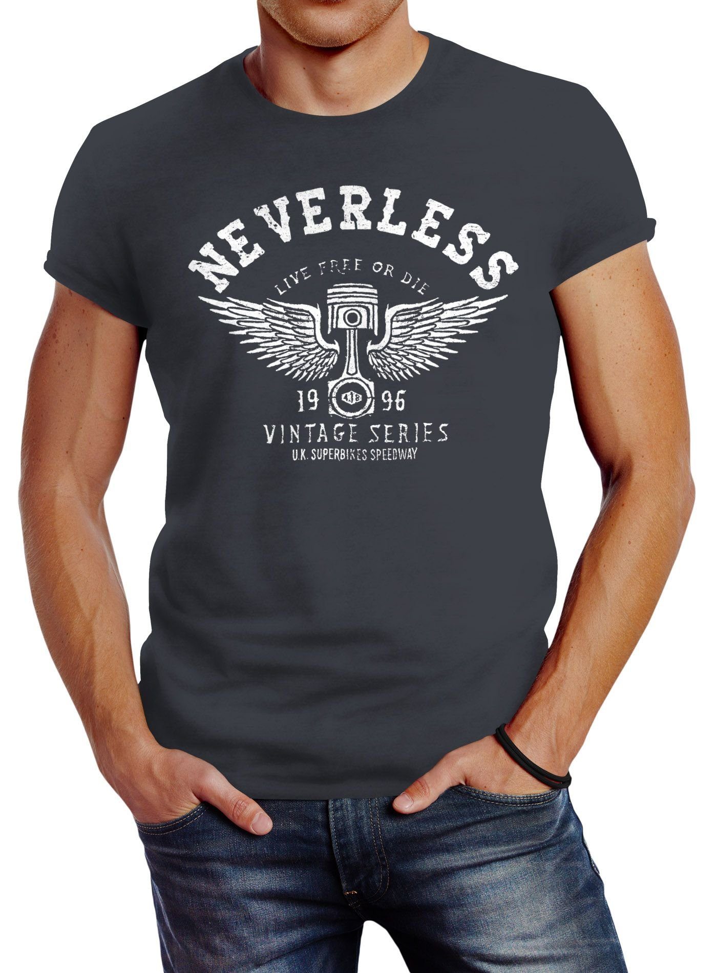 Neverless Print-Shirt Herren T-Shirt Biker Motorrad günstig online kaufen
