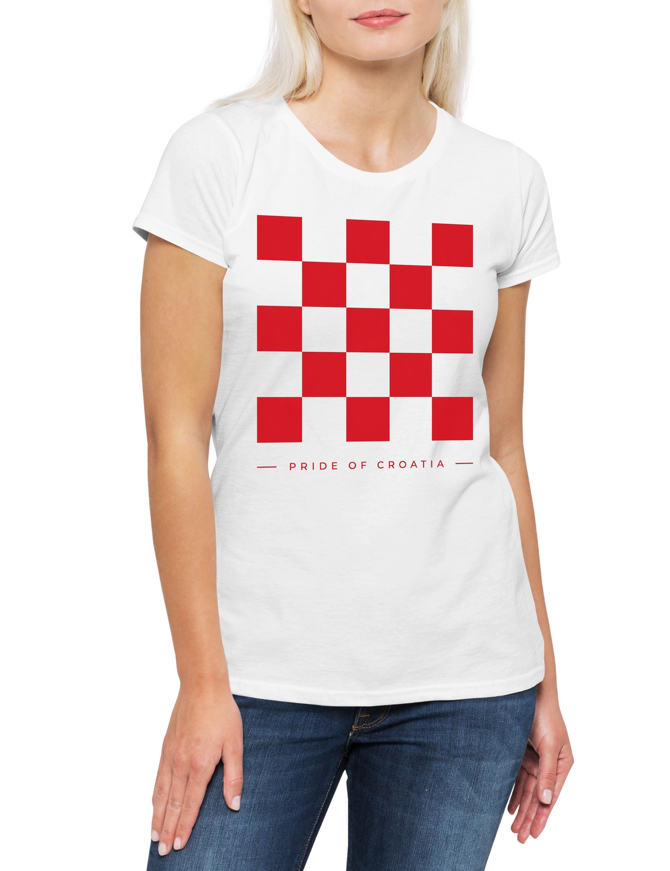 Urban Backwoods Print-Shirt Team Croatia 2 Damen T-Shirt Kroatien Hrvatska Zagreb Adriatic (1-tlg) Dalmatia Vatreni Fußball WM