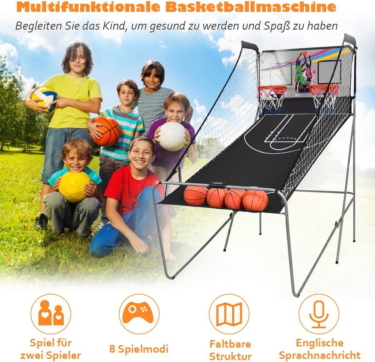 (Set), grau mit Punktezähler Basketballständer KOMFOTTEU Basketball-Schießmaschine