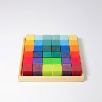 GRIMM´S Spiel und Holz Design Spielbausteine Regenbogen Mosaik 36 bunte Holzbausteine im Holzrahmen