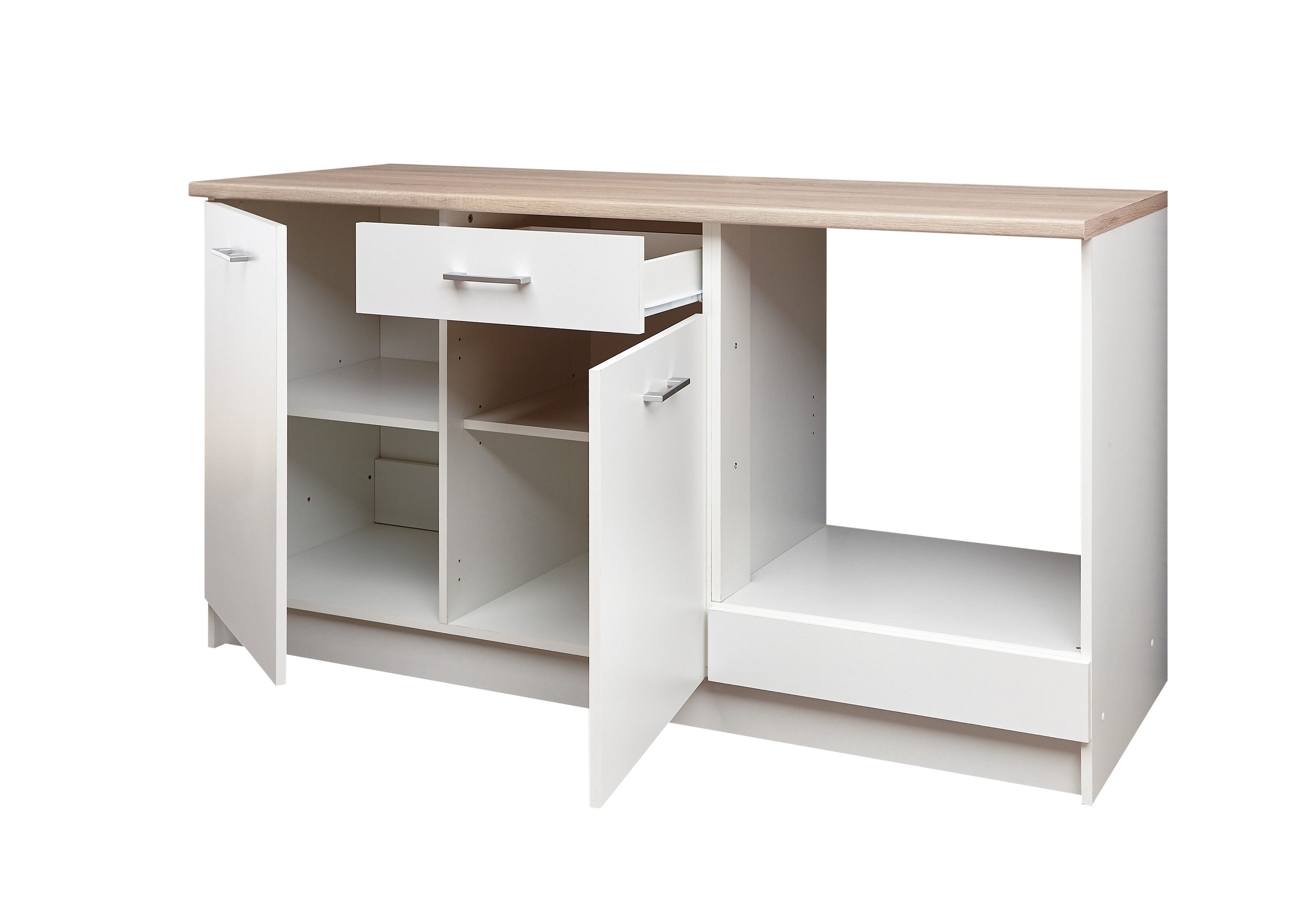 BEGA BBK Küchenzeile in Weiß matt - 160x85x60 (BxHxT)