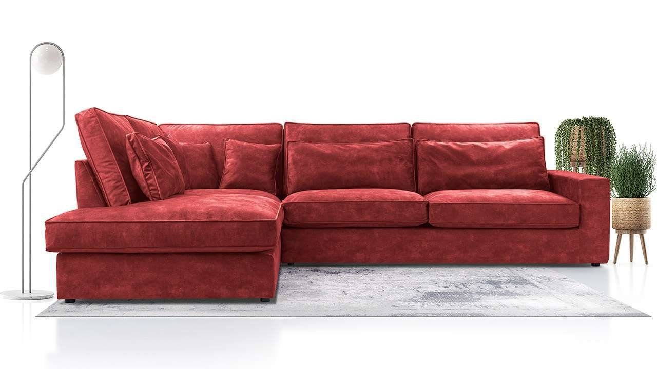 MKS MÖBEL Ecksofa CARDI, Wohnzimmer L Couch - Polstersofa ohne Bettkasten Rot Palladium