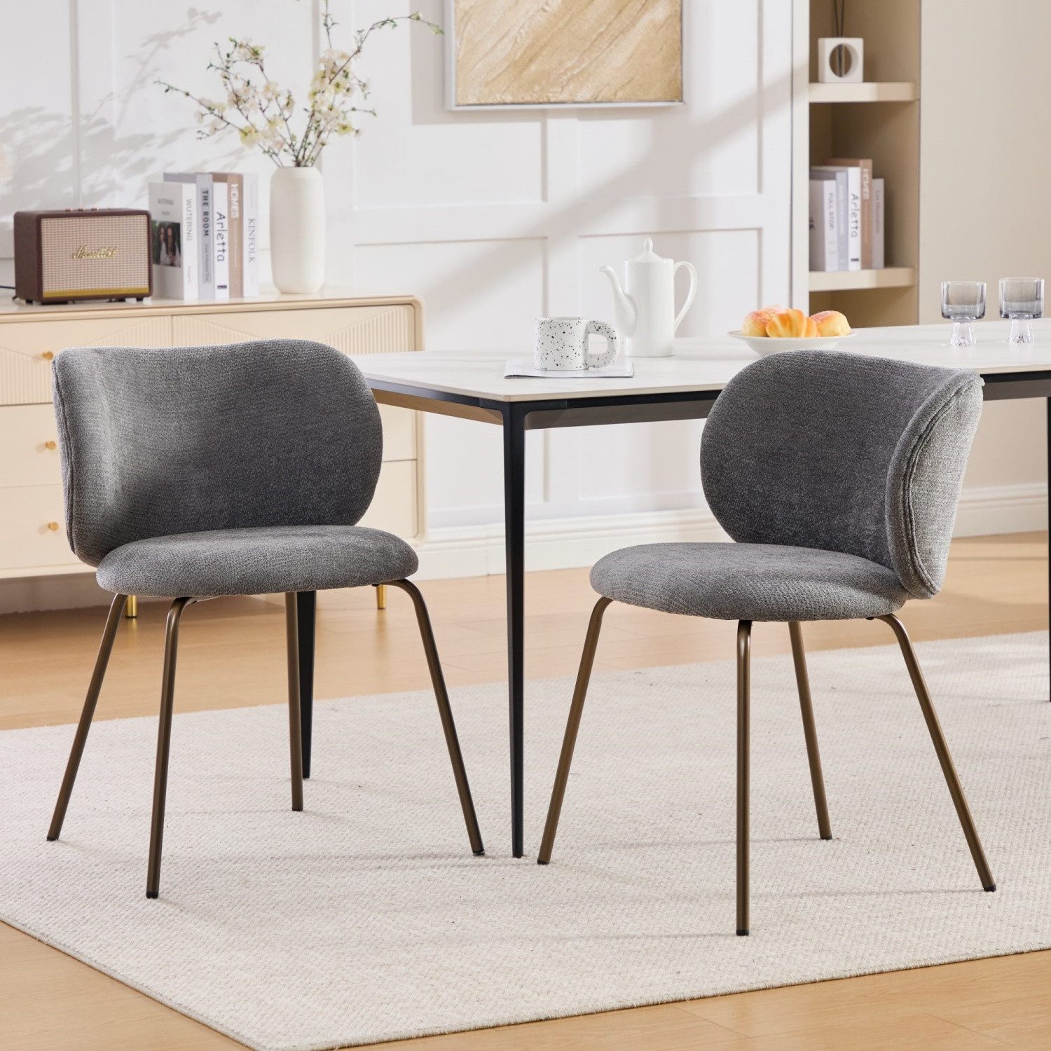 ANYSUN Esszimmerstuhl Moderne Esszimmerstühle 2er Set,Chenille,bequeme geschwungene (Küchenstühle, Schminkstühle, Ankleidestühle), Esszimmerstühle,Geeignet für Restaurants,Küchen,Schlafzimmer,Studios