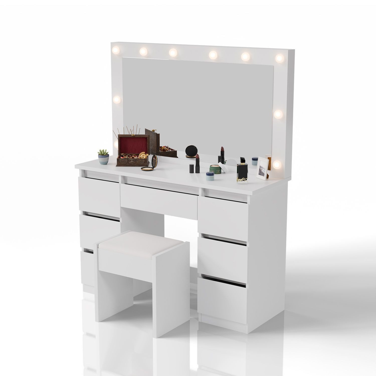 Juskys Schminktisch Lilia (2-St), LED-Beleuchtung, 3 günstig online kaufen