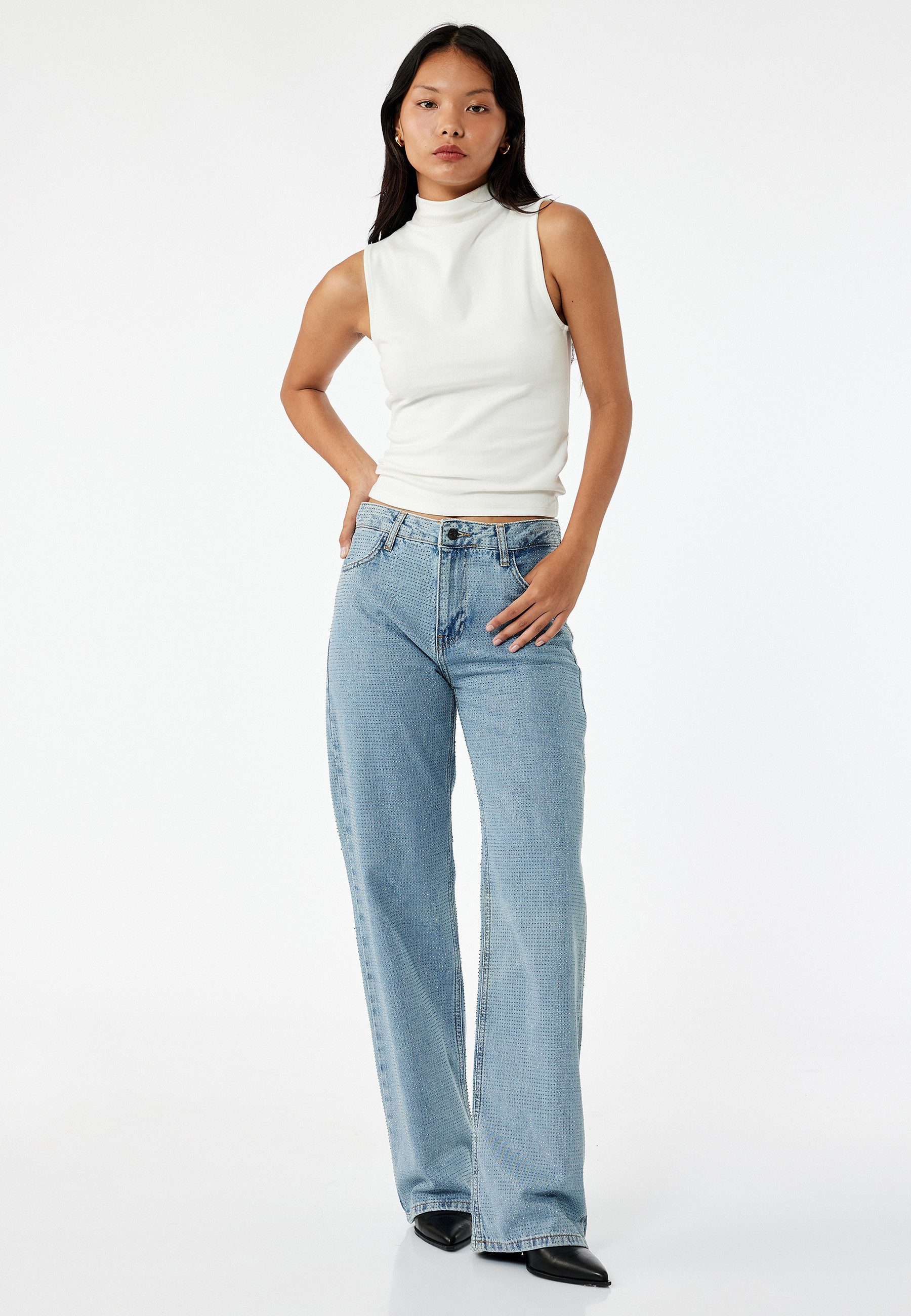 Koton Relax-fit-Jeans Koton Baumwolljeans Mit Strass