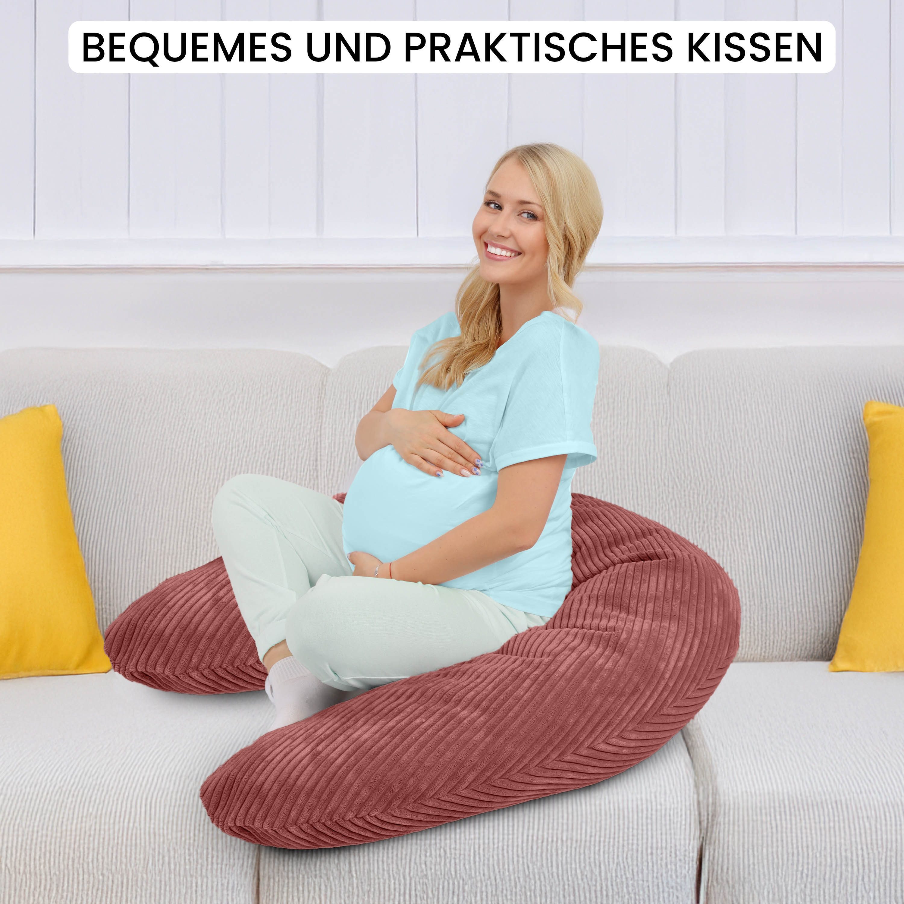Amilian Stillkissen XXL 170 cm - Schwangerschaftskissen; Seitenschläferkissen, Pregnancy Pillow mit abnehmbarem Bezug, Schlafkissen für Seitenlage, Lagerungskissen für Schwangere & Stillzeit - Stillhilfe