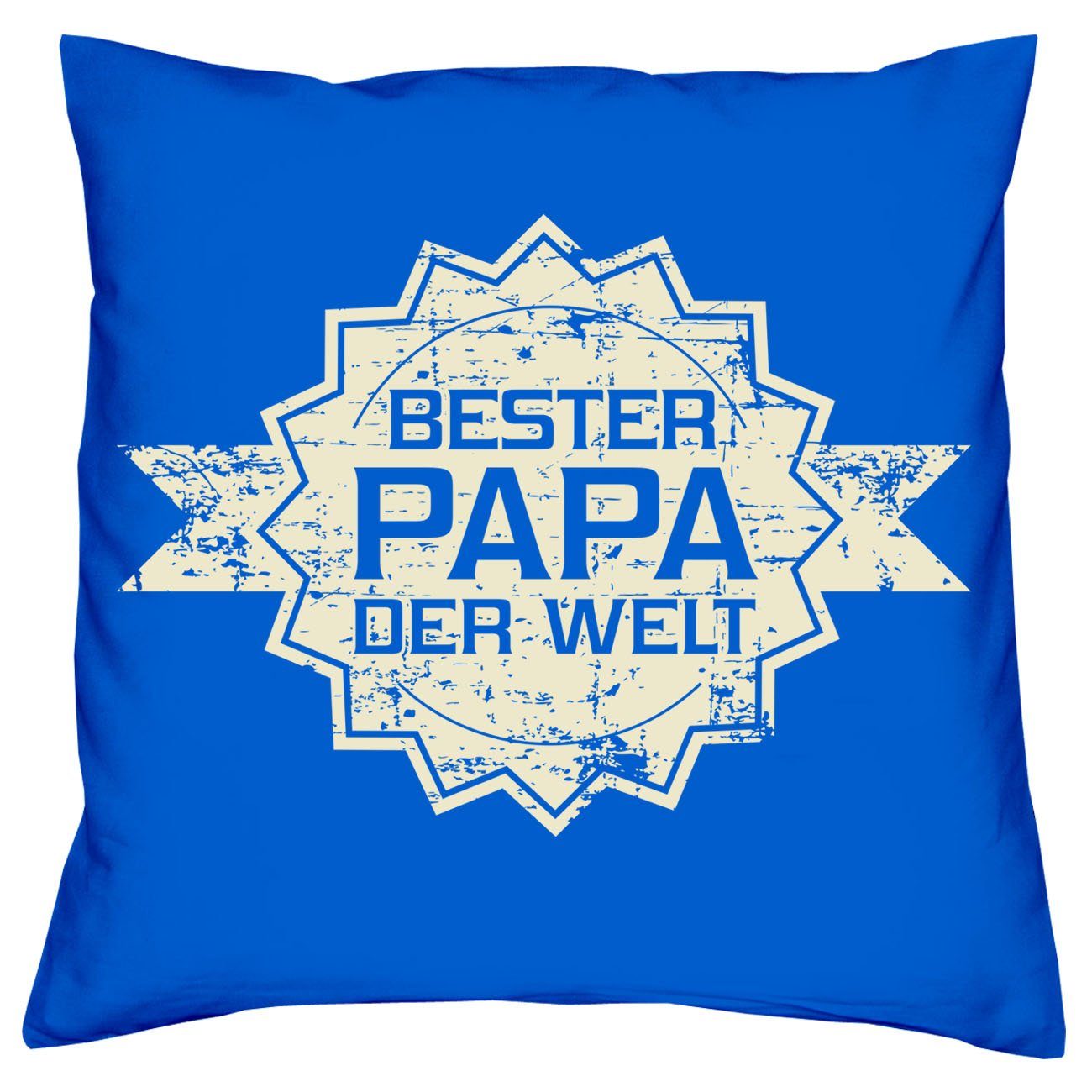 Weltbesten für Papa Papa, Vatertagsgeschenk Männer Kissen Welt Dekokissen den royal-blau Stern Bester Soreso® der Urkunde & Papa