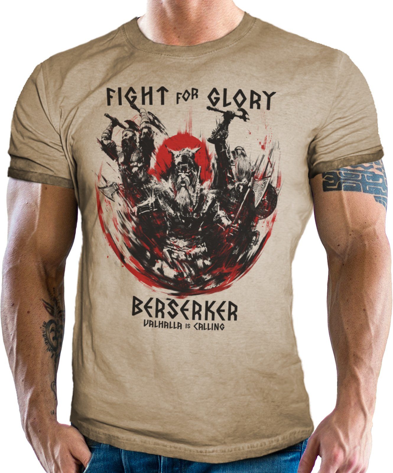 LOBO NEGRO® T-Shirt im vintage retro used Look für Wikinger Fans - Berserker