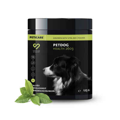 Peticare Futterbehälter Senioren Aktiv & Vital Mix Pulver für Hunde - petDog Health 2603, (125-tlg)