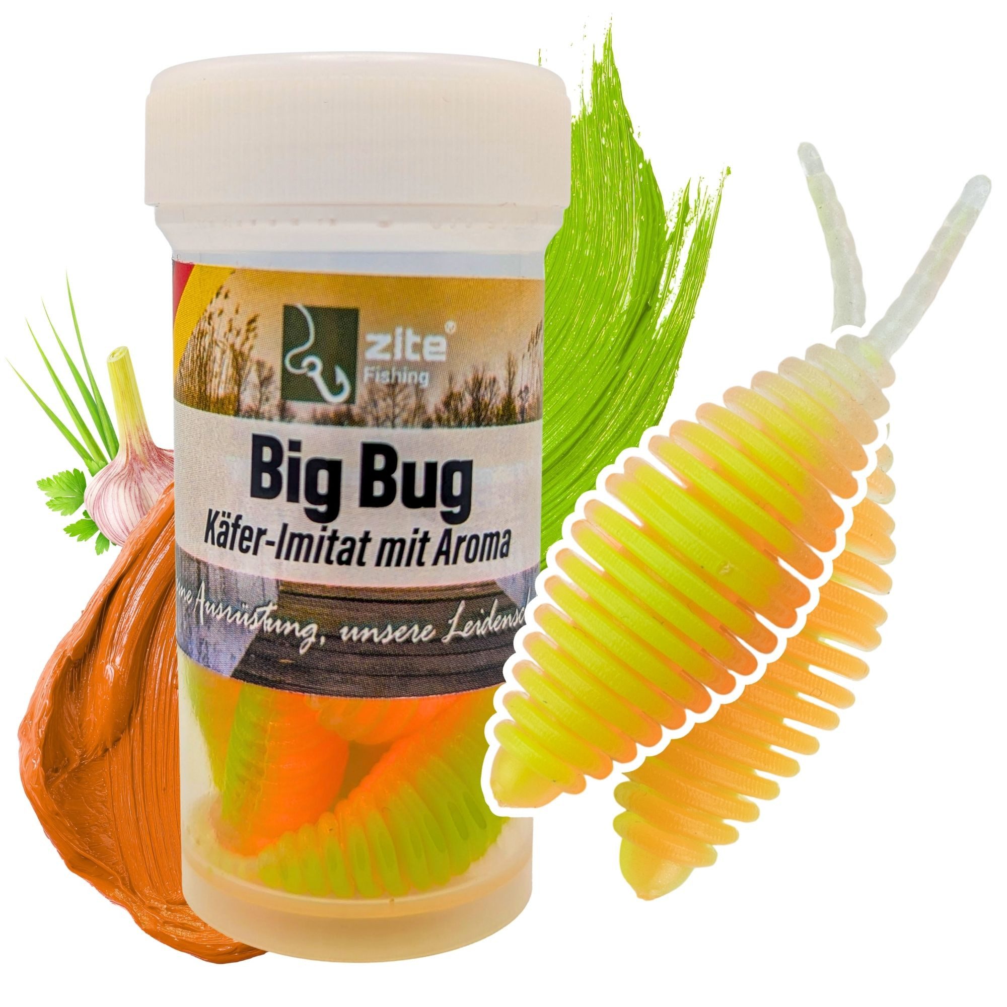 Kunstköder Gummiköder Forelle Big Bug 50mm Käferimitat mit Aroma 8STK Köder