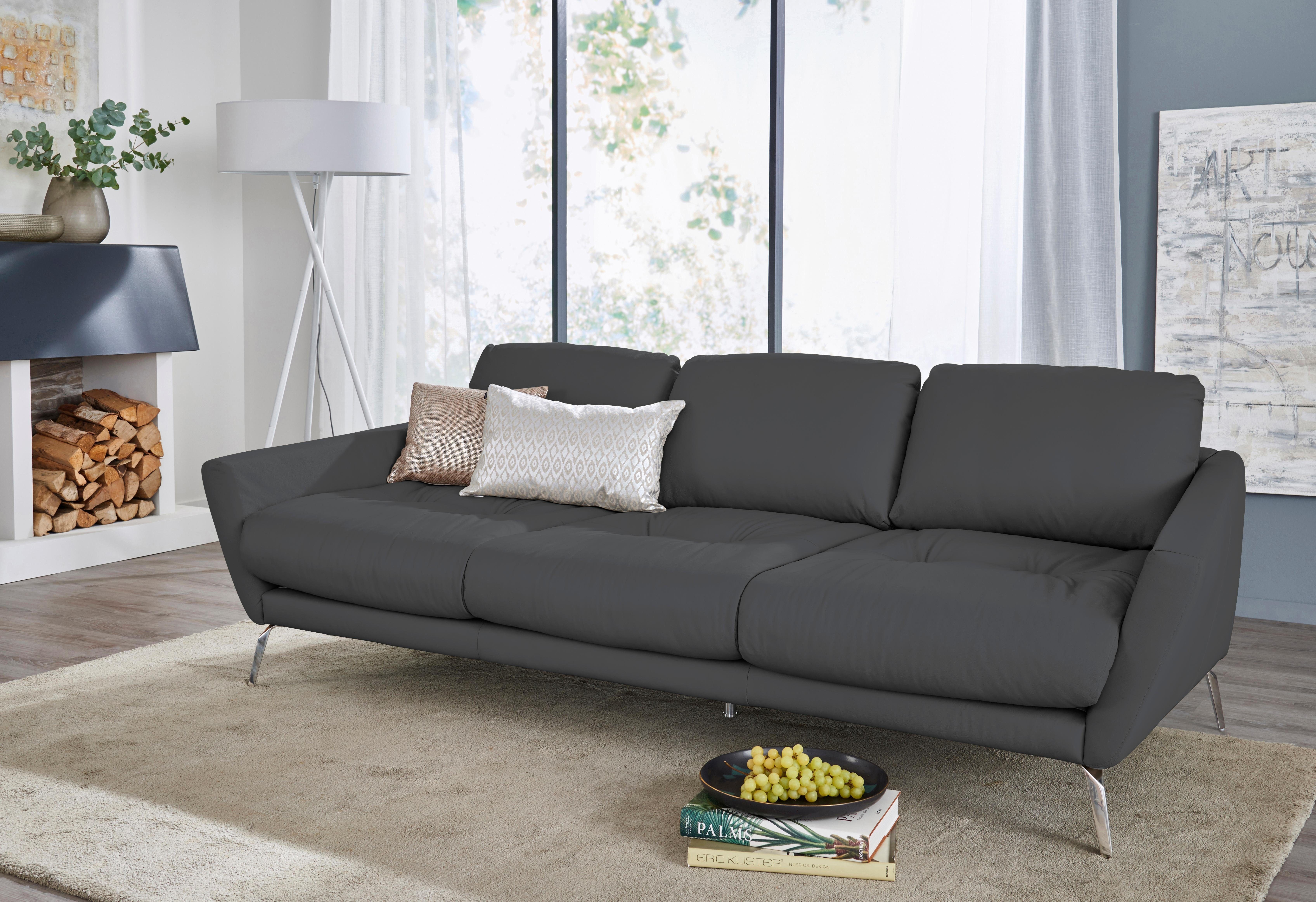 Sitz, Füße mit glänzend Heftung dekorativer Chrom Big-Sofa im softy, W.SCHILLIG