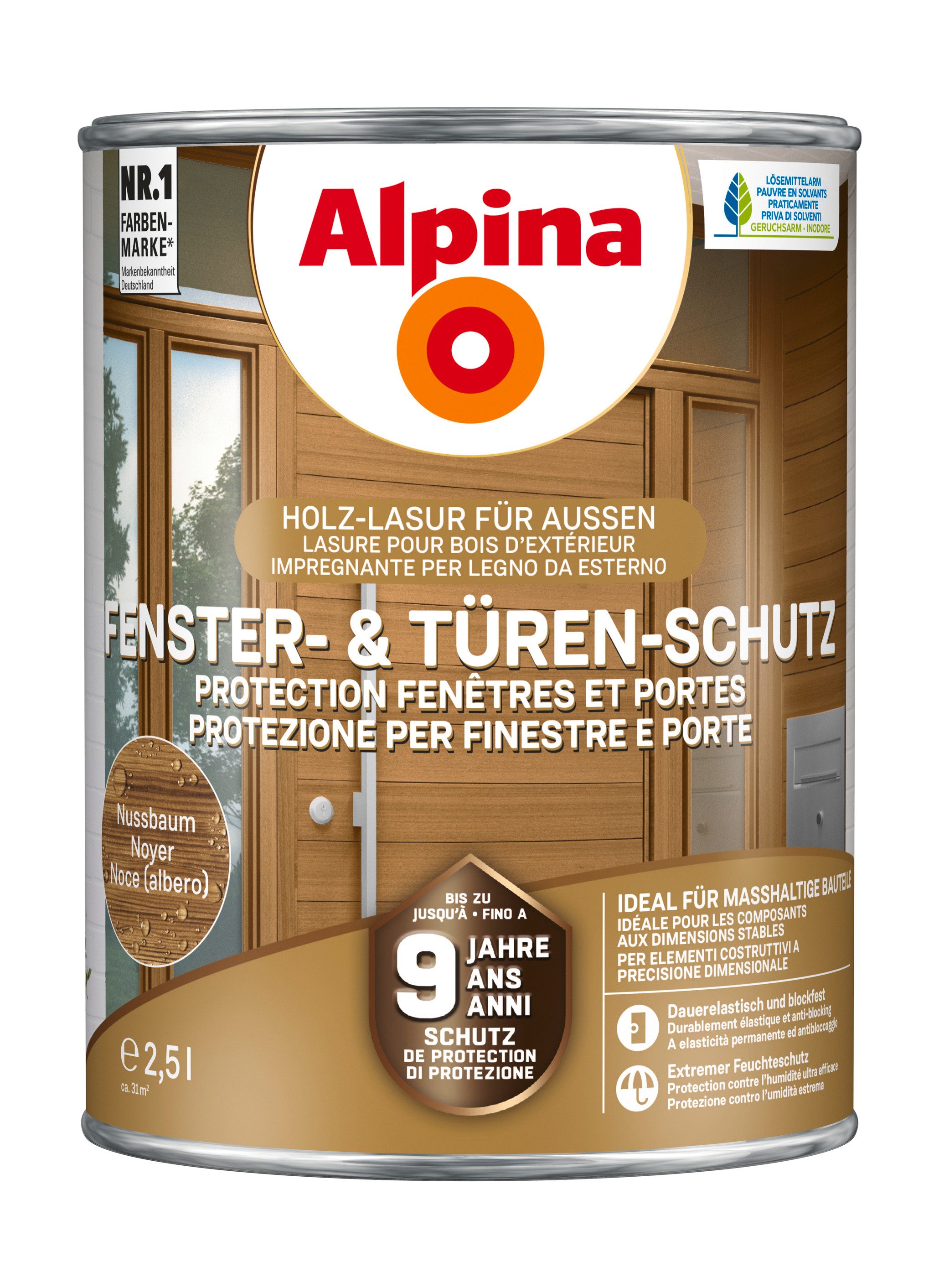 Alpina Lasur Fenster- und Türen-Schutz 2,5 Liter seidenmatt