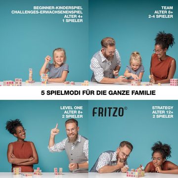 FRITZO Spiel, FRITZO CUBE Two Blocks Gesellschaftsspiel für Erwachsene & Kinder, Made in Europe