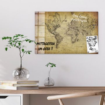 DEQORI Magnettafel 'Alte Weltkarte', Whiteboard Pinnwand beschreibbar