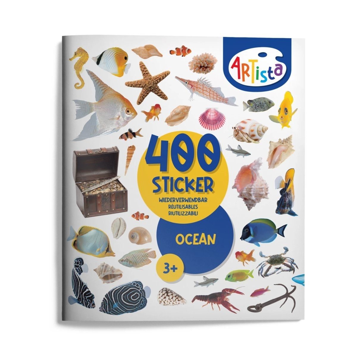 ARTISTA Stickerbuch 400 wiederverwendbare Sticker für kreativen Spiel- und Bastelspaß