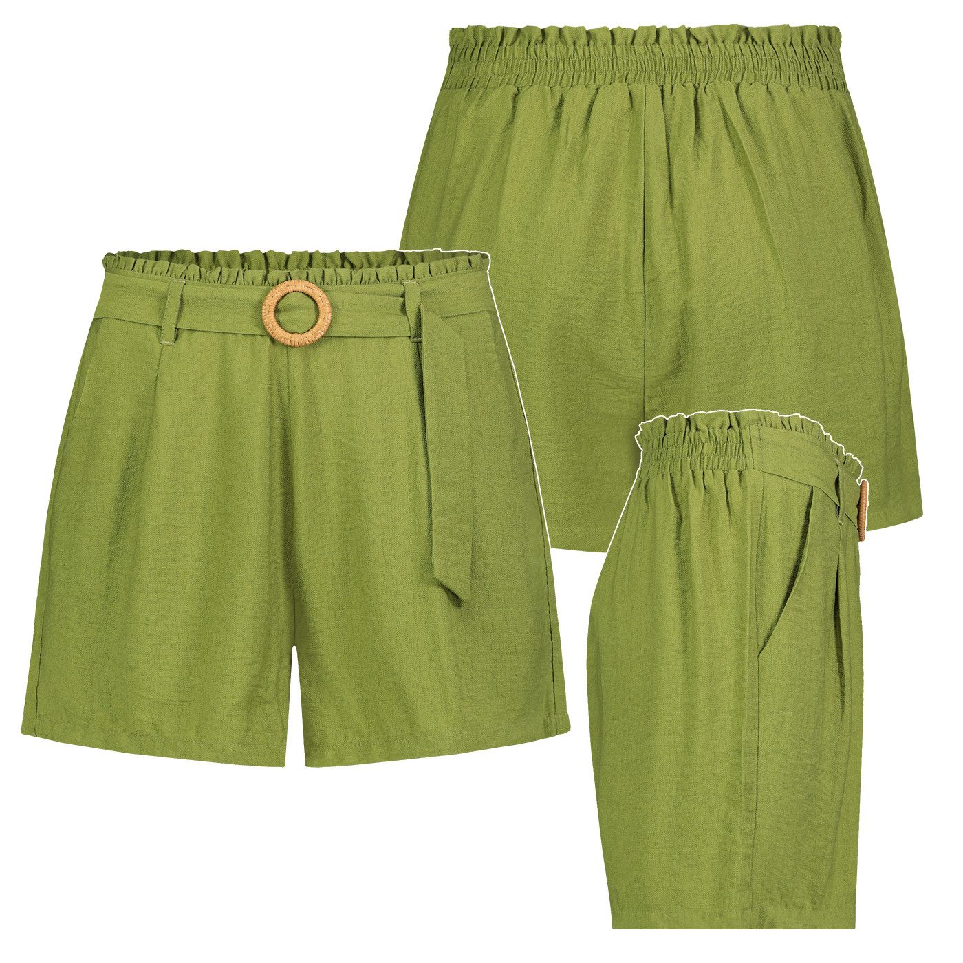 SUBLEVEL Bermudas Damen Paperbag Shorts mit Gürtel leichte Sommer Shorts Bermuda