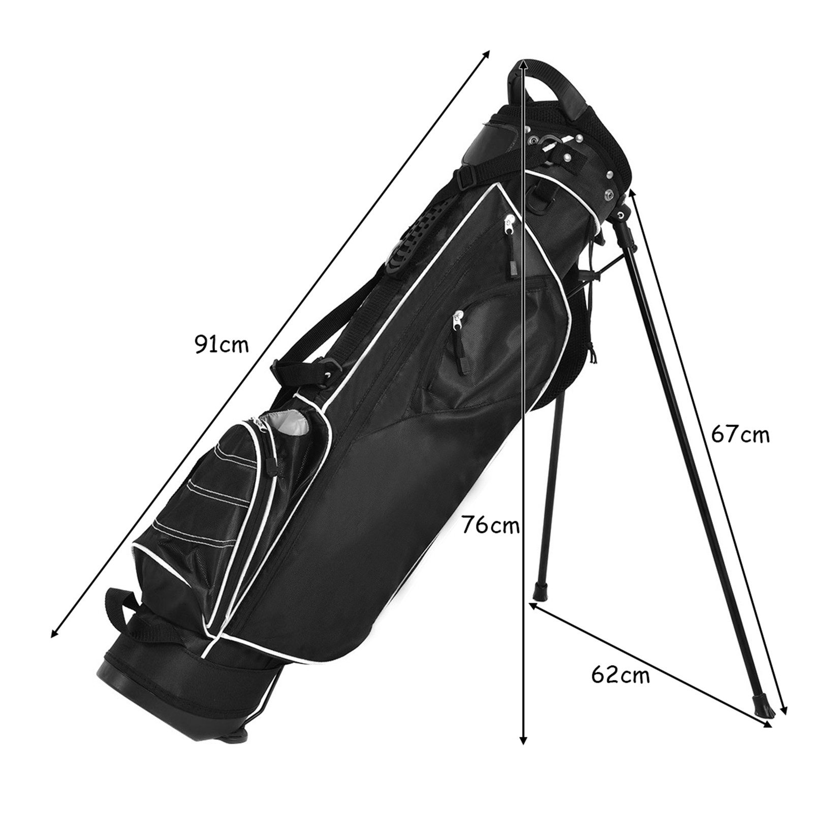 COSTWAY Golftrolley + Golfbag Golfbag, für Max. 4 Schläger, mit Ständer