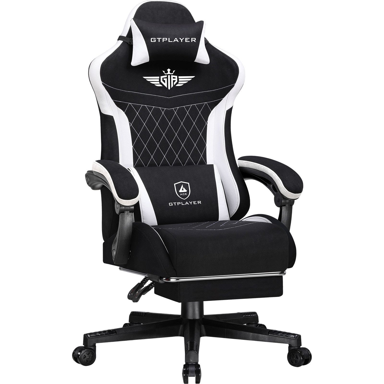 GTPLAYER Gaming-Stuhl Ergonomischer Gaming Sessel Schreibtischstuhl mit Stoffoberfläche (Pacekung), Federsitzkissen