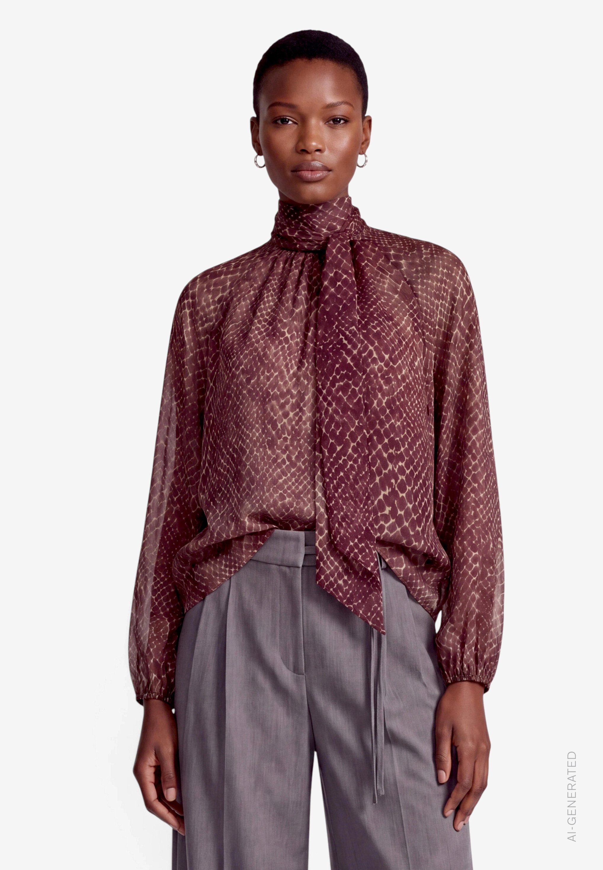 Zero Langarmbluse Schluppenbluse mit Animalprint