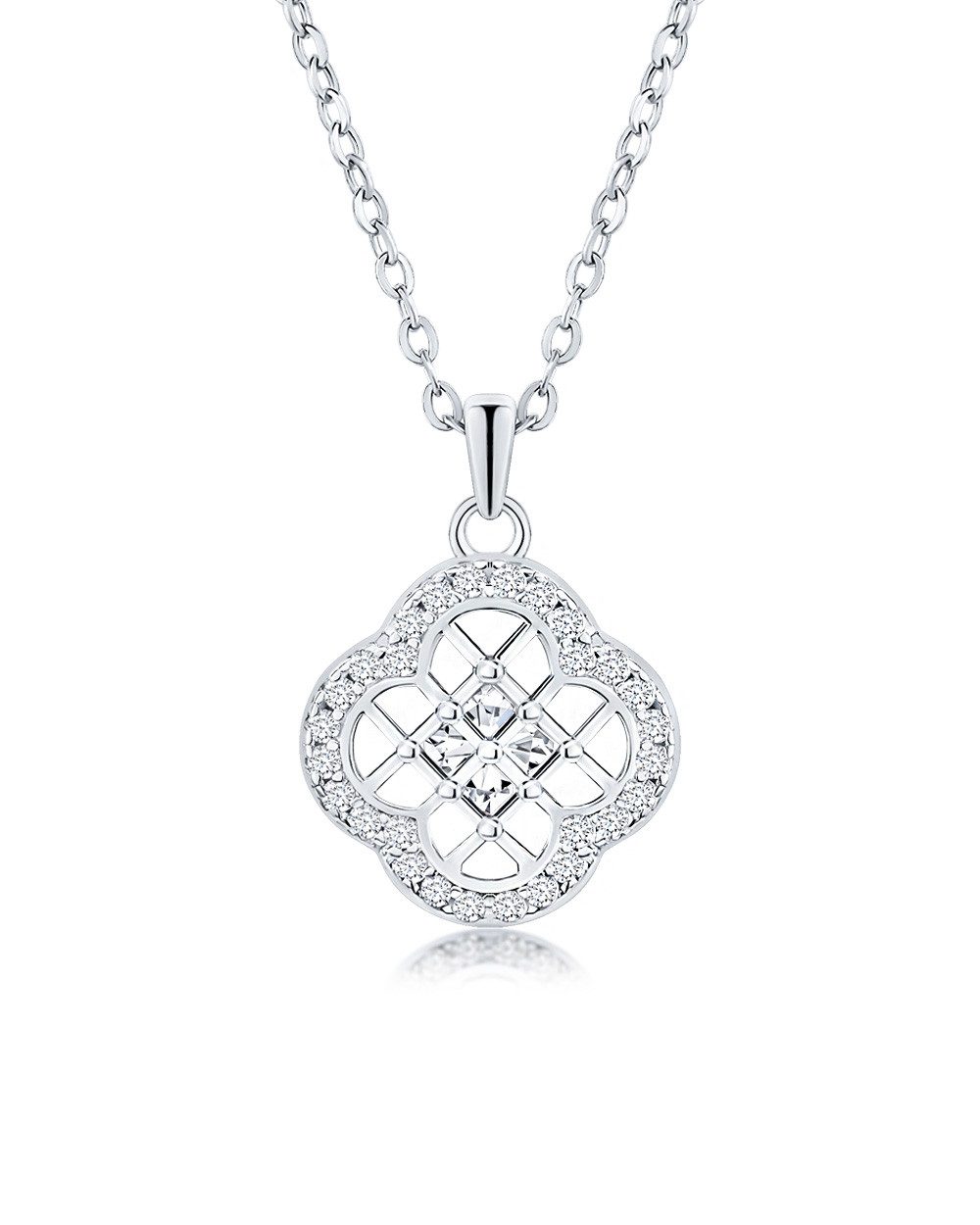 Kette mit Anhänger 'Mirabelle' Damen Halskette Silber 925 Vierpass Raute Anhänger