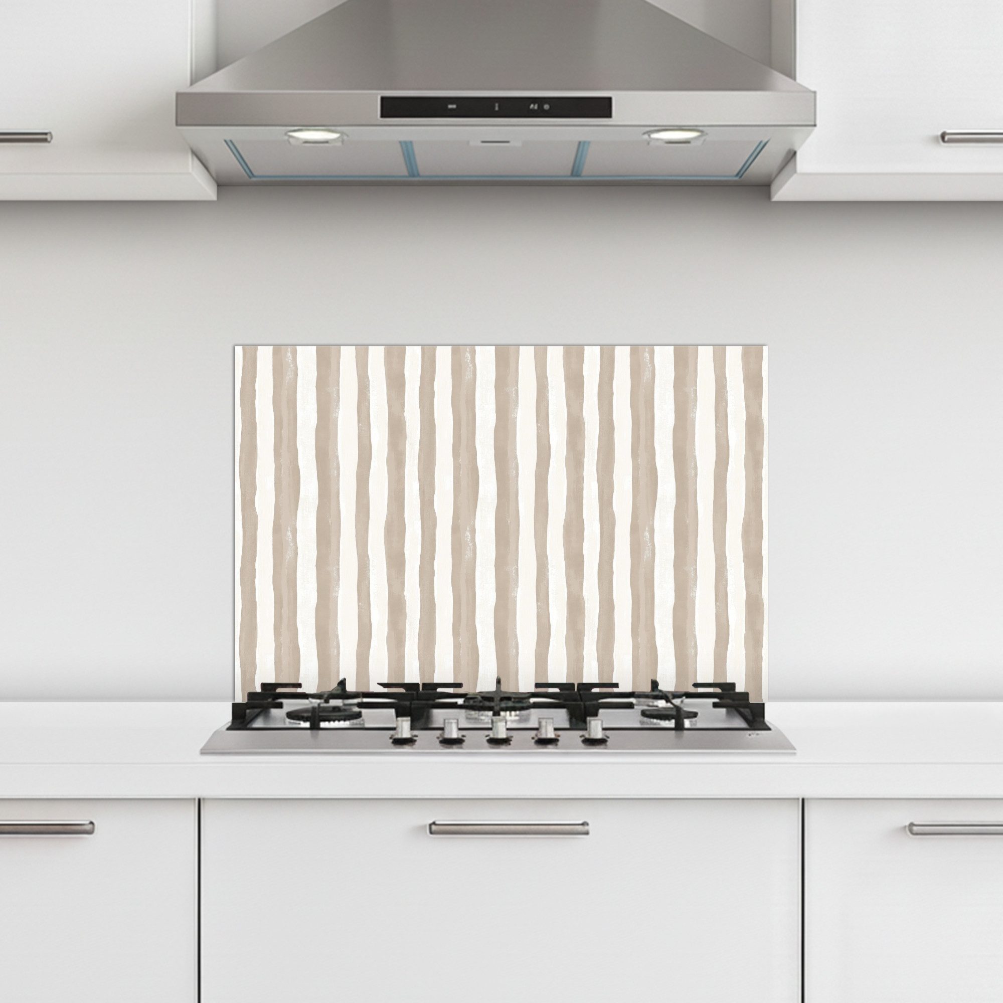 KitchenYeah Küchenrückwand selbstklebend (keine Folie) Minimalistisch - Streifen - Beige, (1-tlg), Küchenrückwand, Küchen Zubehör, 60x40 cm