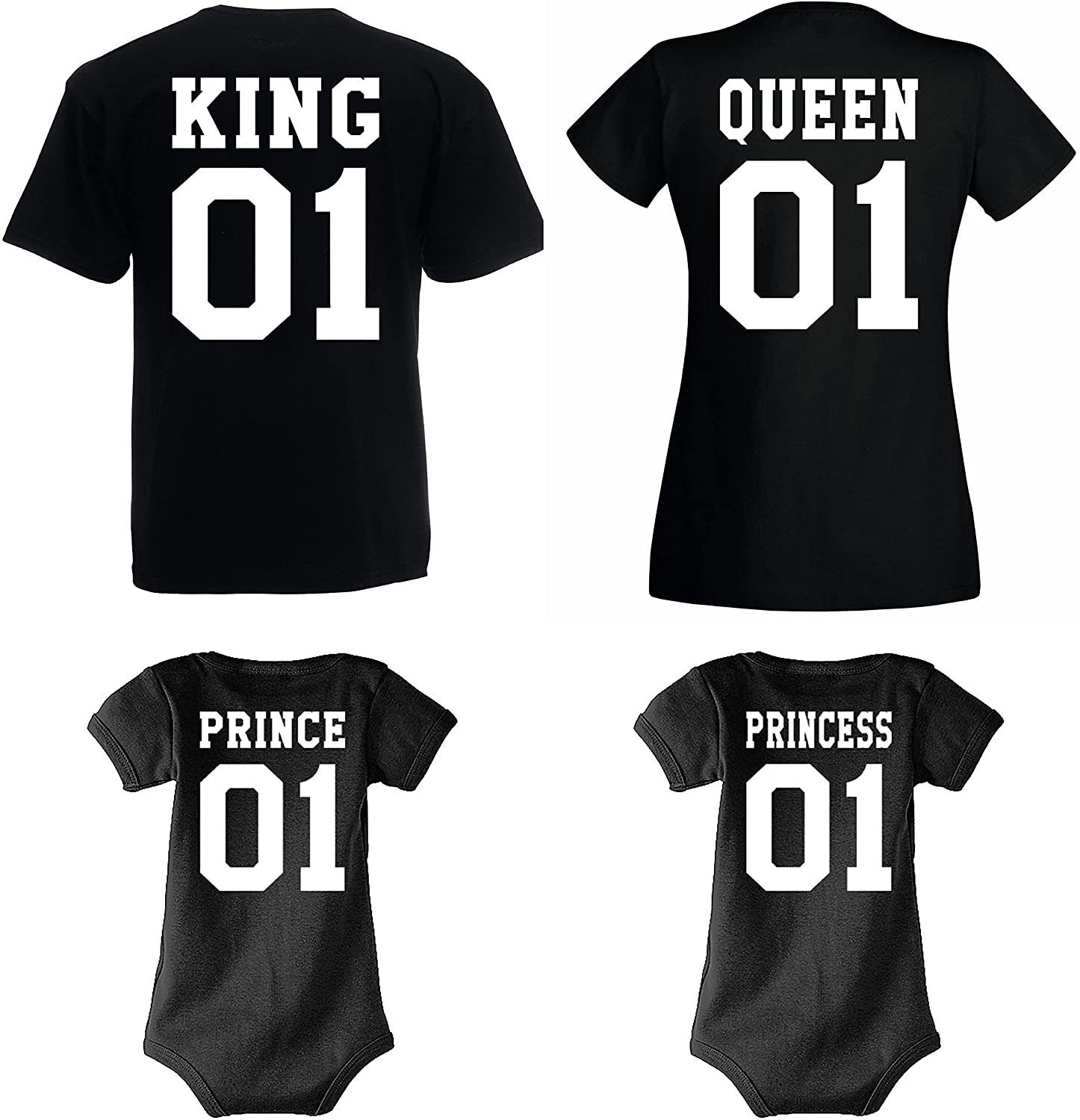 tollem Herren Queen Designz Damen King Set Strampler (1-tlg) King-Schwarz Prince Youth Strampler Princess T-Shirt Baby in Body Design