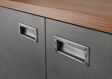 Furn.Design Standregal Auburn, Regalschrank in Eiche Stirling und Matera grau, Industrial Design