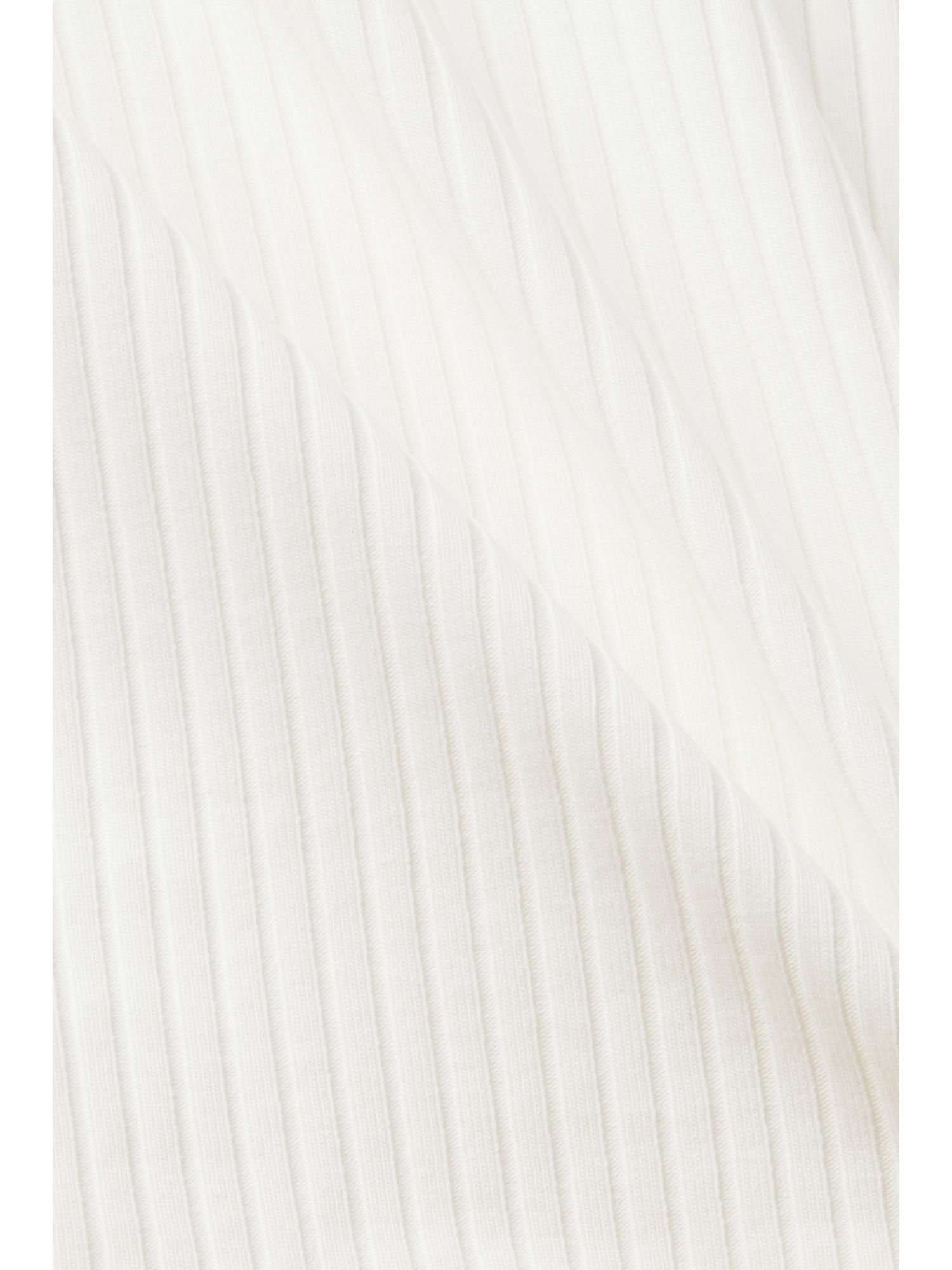 mit WHITE edc T-Shirt Rüschensaum by Esprit Geripptes T-Shirt OFF (1-tlg)