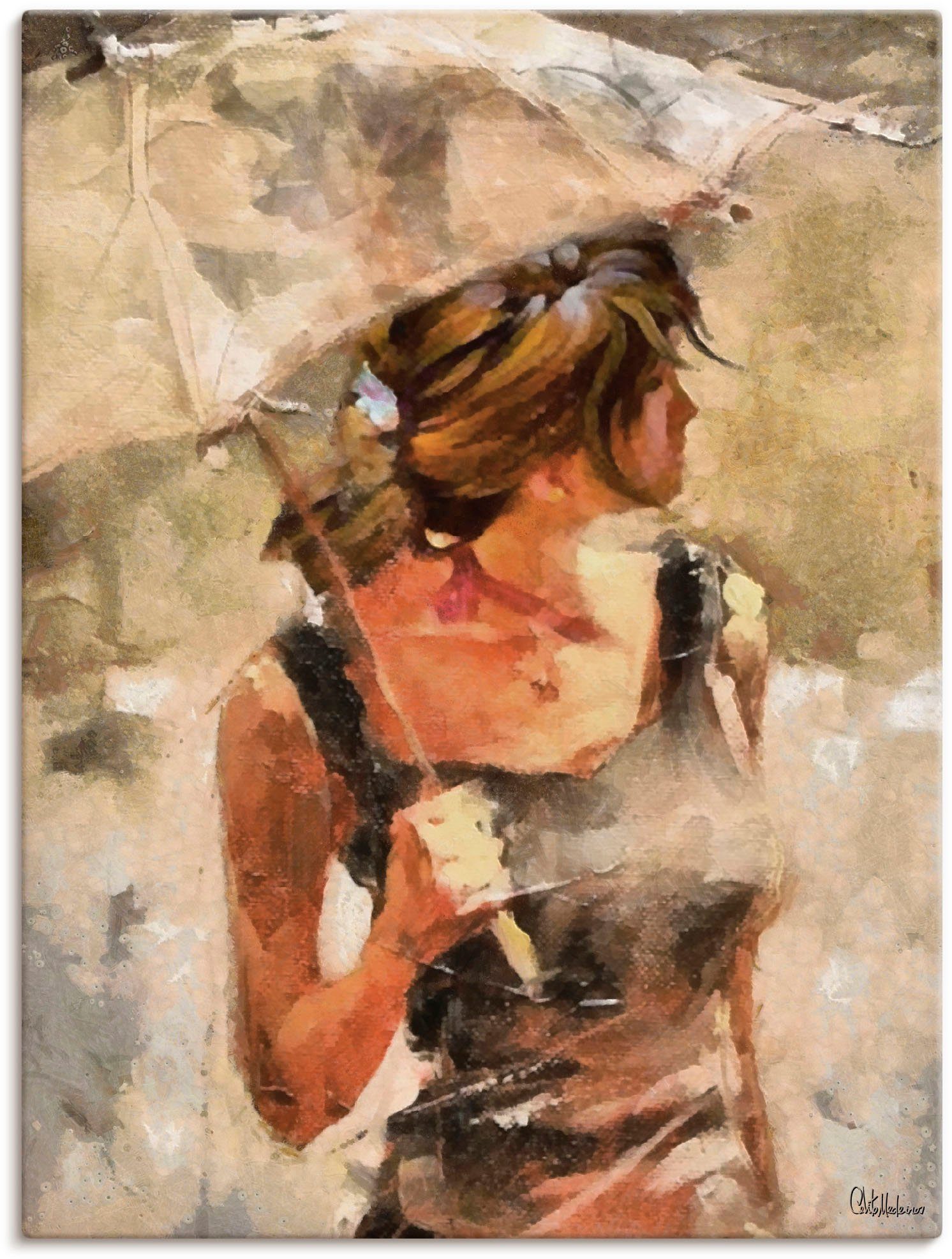Regenschirm, in Poster Größen Lady Wandaufkleber Leinwandbild, Artland mit oder St), versch. Wandbild Portrait Alubild, als (1