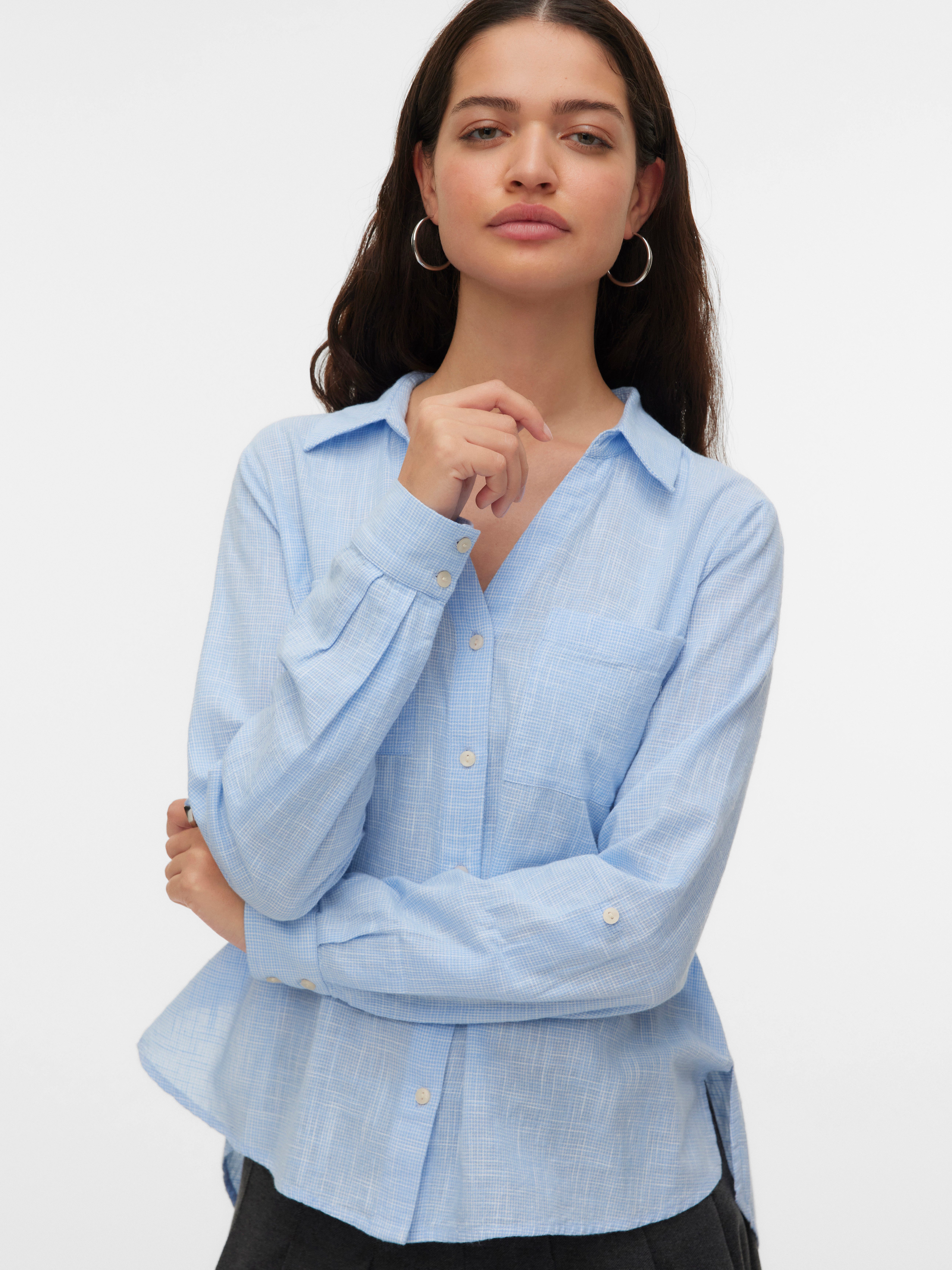Vero Moda Langarmbluse VMTHILDE LS SHIRT WVN NOOS Baumwolle