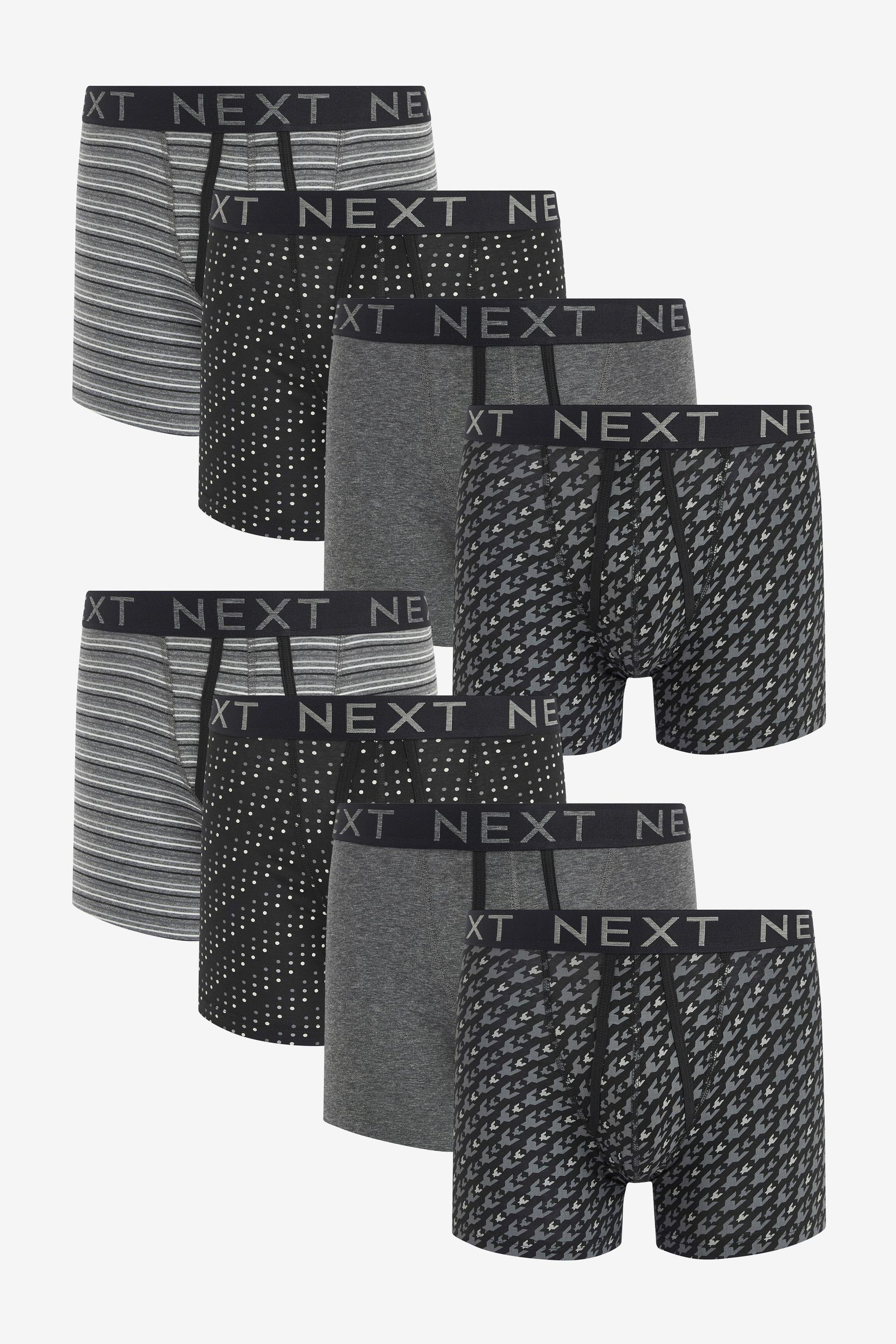 Next Boxershorts A-Front Boxershorts, 8er-Pack (8-St) Black Pattern Grey